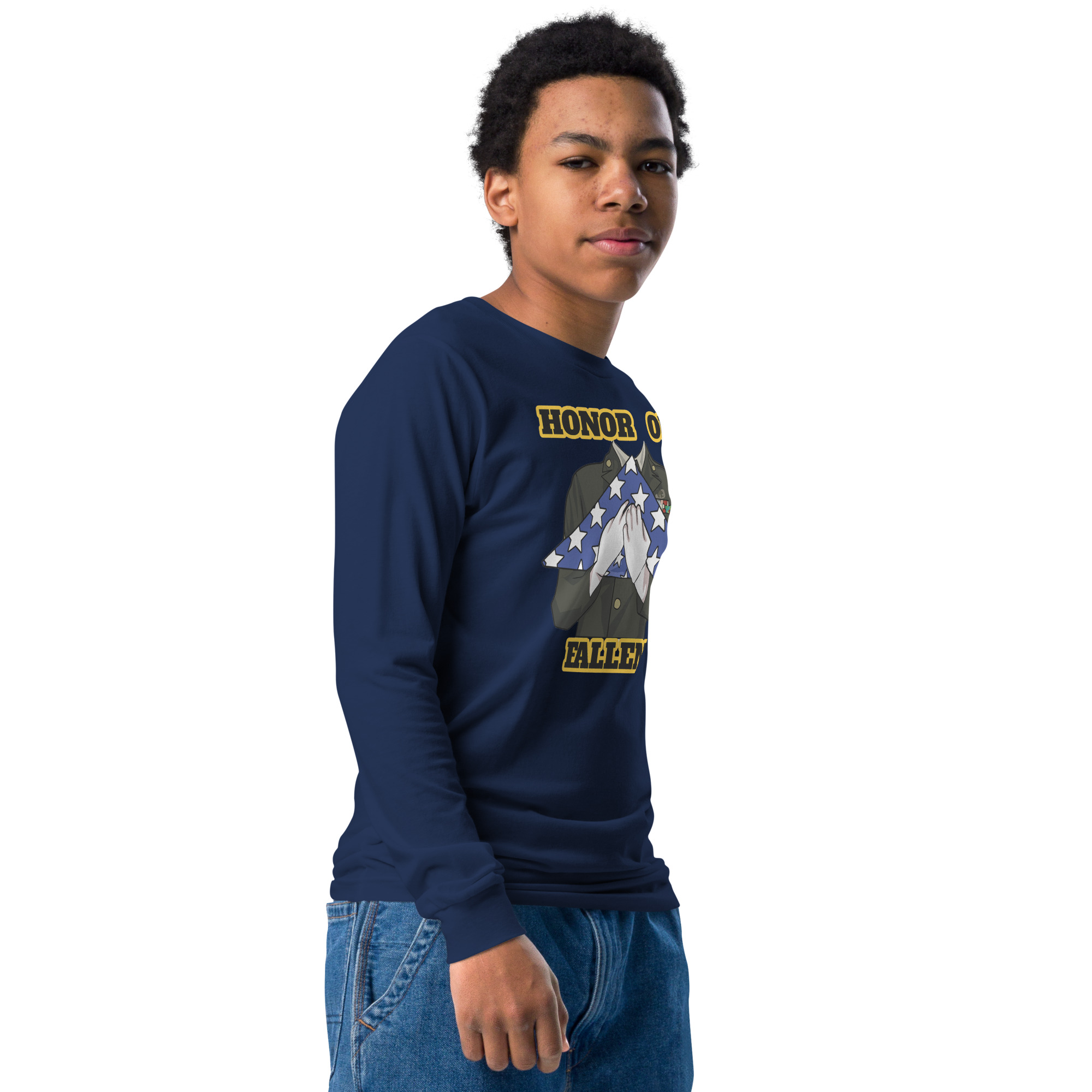 HONOR OUR FALLEN TOO SIKS Youth Long Sleeve Tee - Image 5