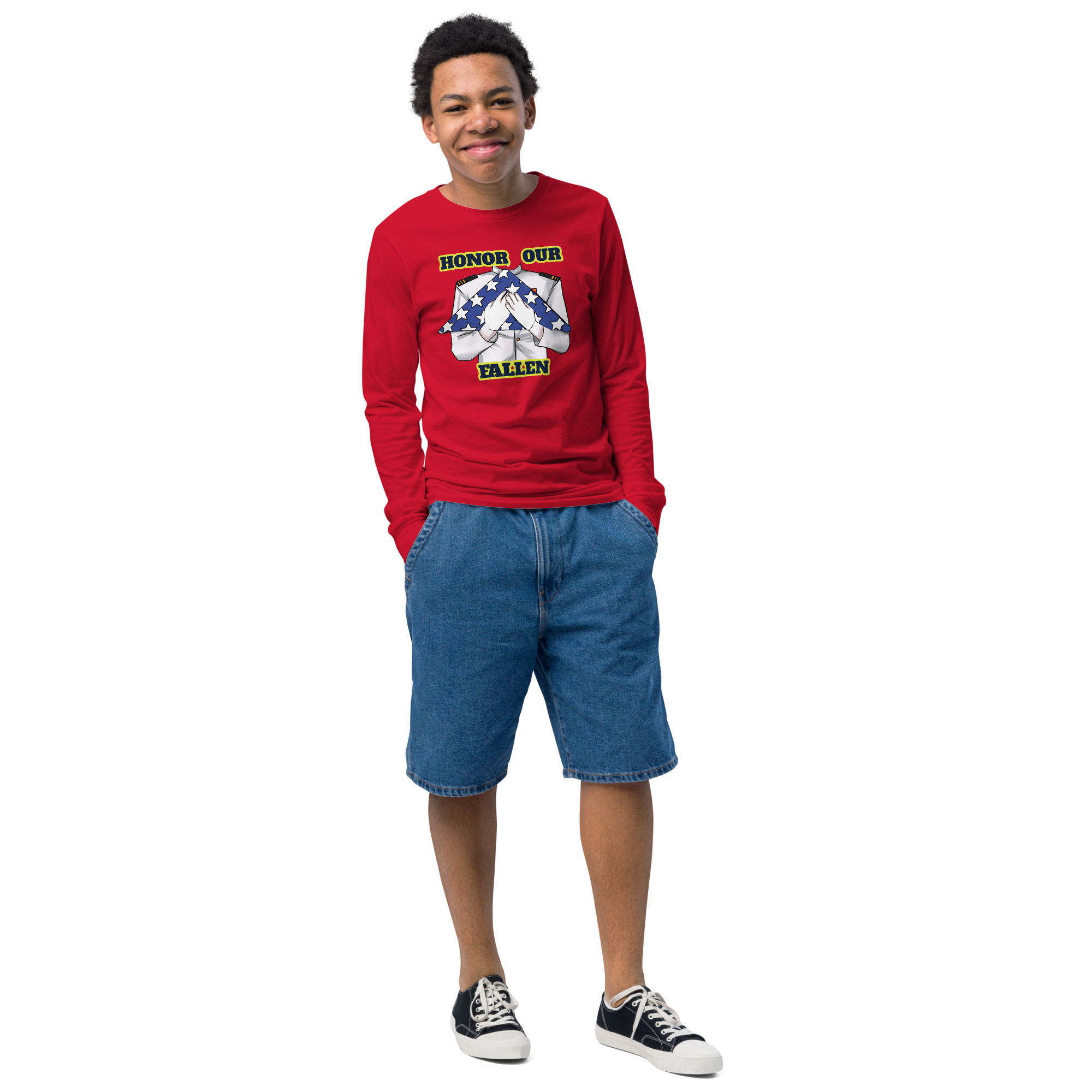 HONOR OUR FALLEN TOO SIKS Youth Long Sleeve Tee - Image 7