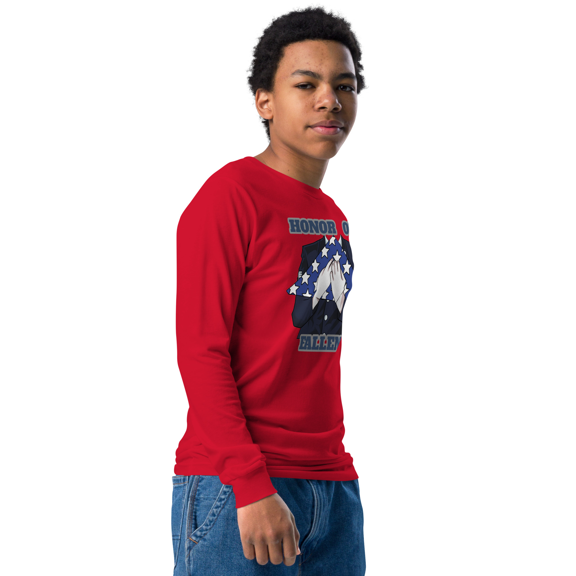 HONOR OUR FALLEN TOO SIKS Youth Long Sleeve Tee - Image 8