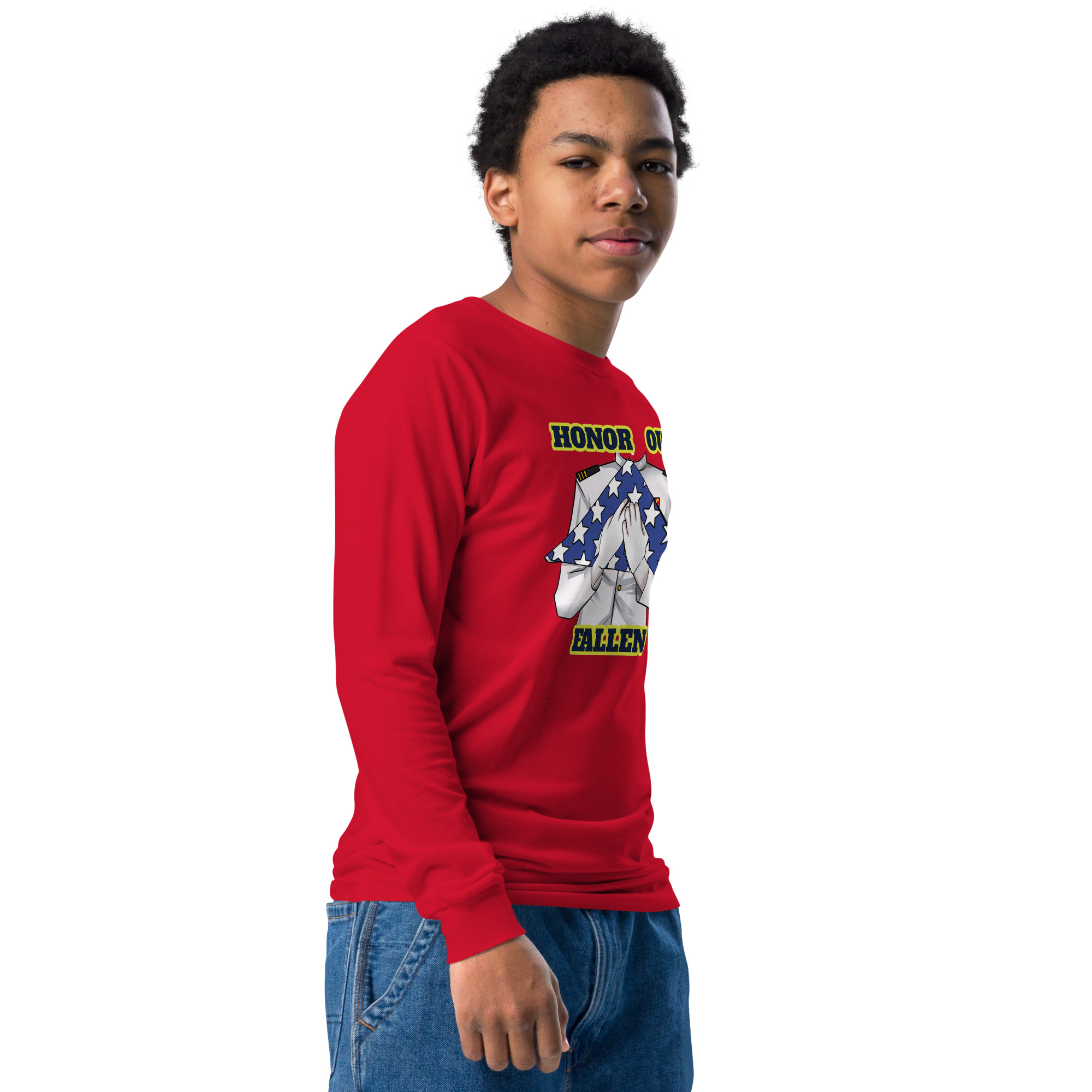 HONOR OUR FALLEN TOO SIKS Youth Long Sleeve Tee - Image 8