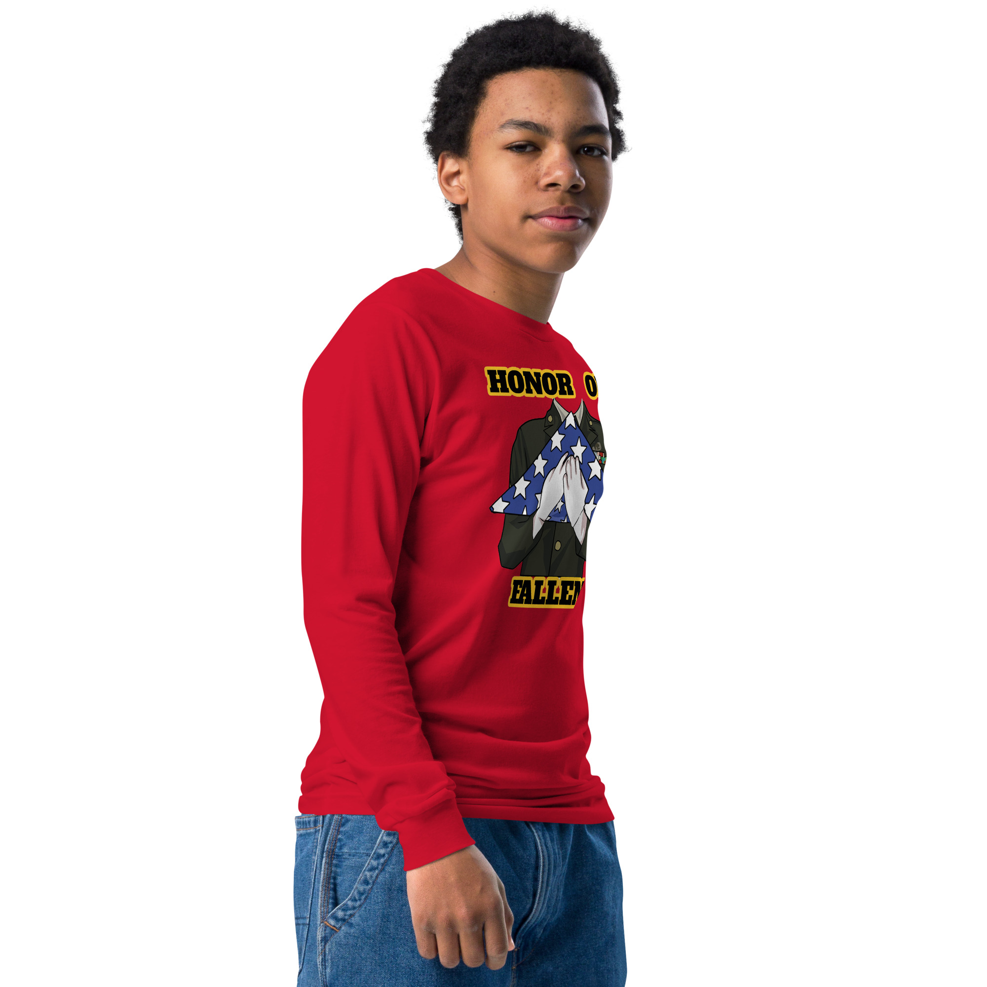 HONOR OUR FALLEN TOO SIKS Youth Long Sleeve Tee - Image 8