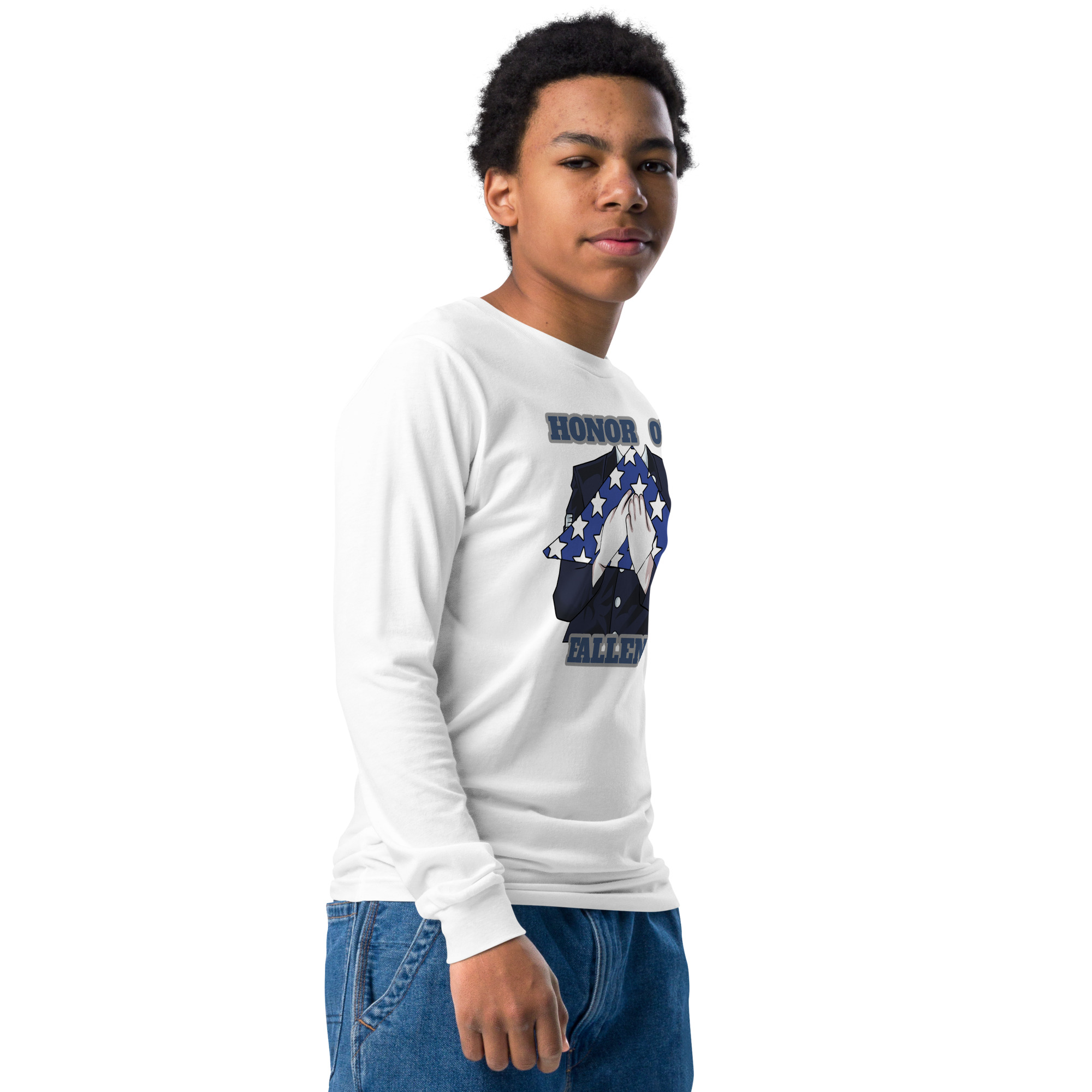 HONOR OUR FALLEN TOO SIKS Youth Long Sleeve Tee - Image 14