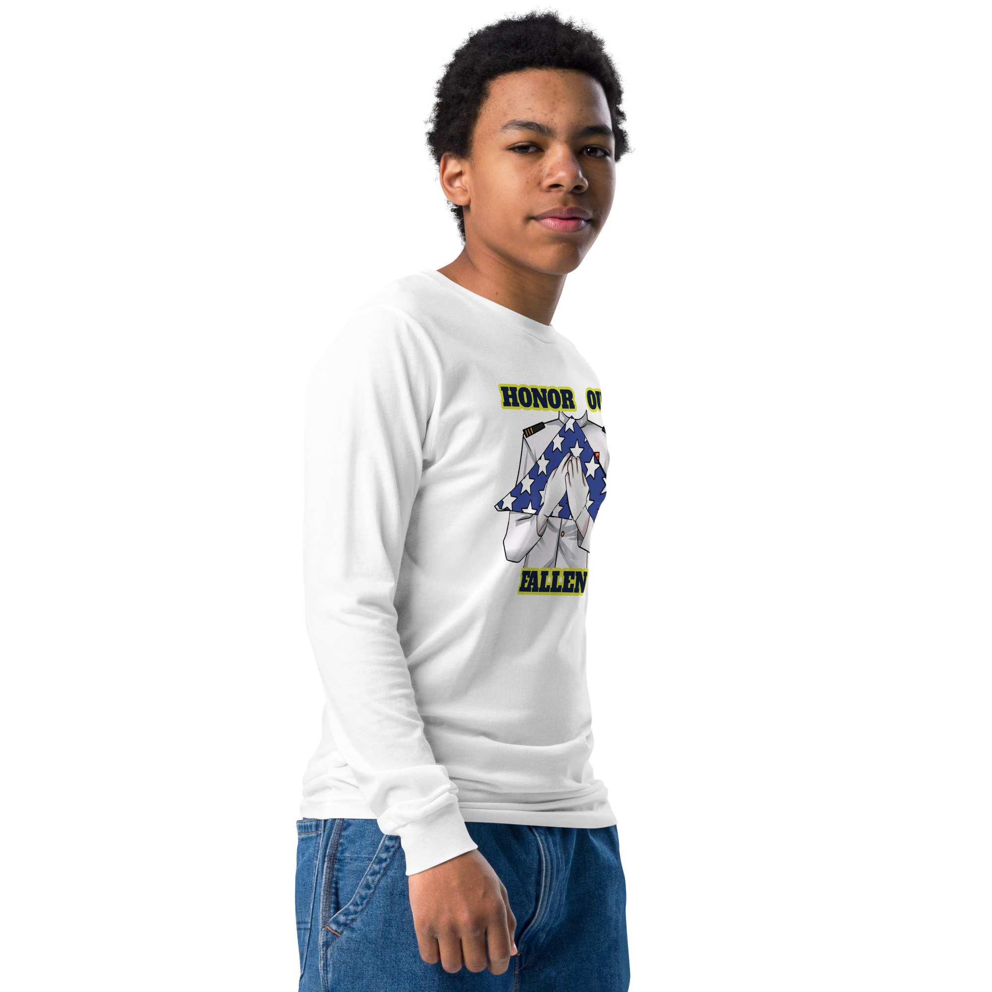 HONOR OUR FALLEN TOO SIKS Youth Long Sleeve Tee - Image 14