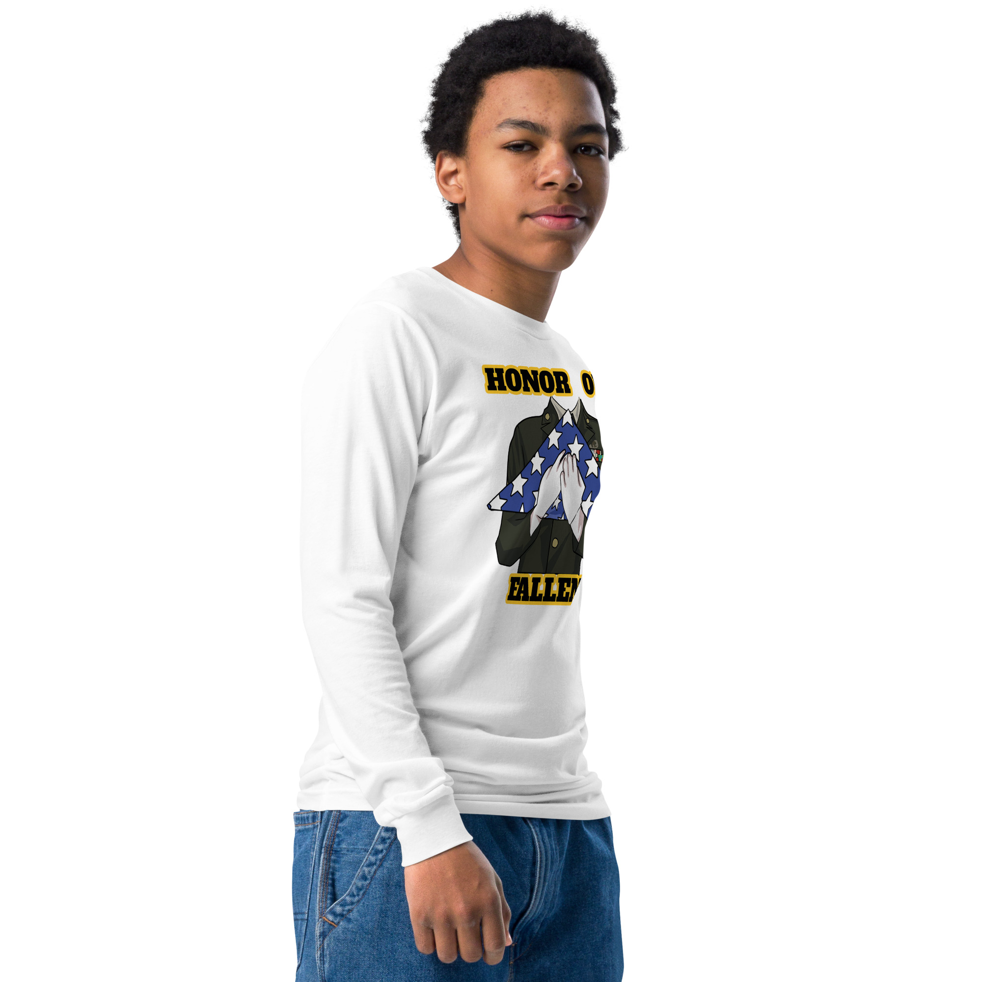 HONOR OUR FALLEN TOO SIKS Youth Long Sleeve Tee - Image 14