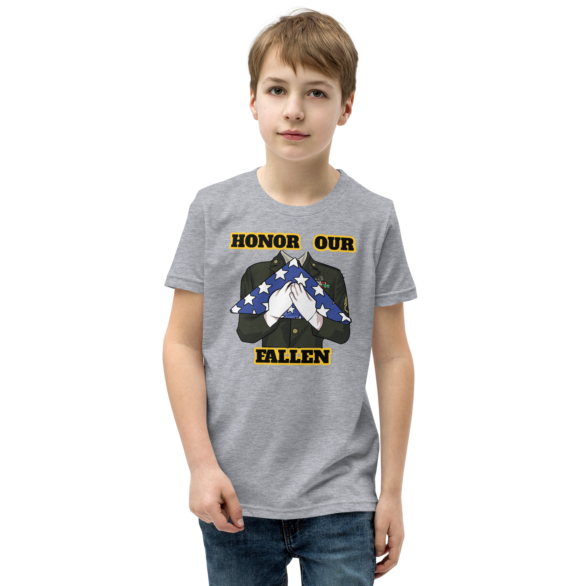 HONOR OUR FALLEN TOO SIKS Youth Short Sleeve T-Shirt - Image 33
