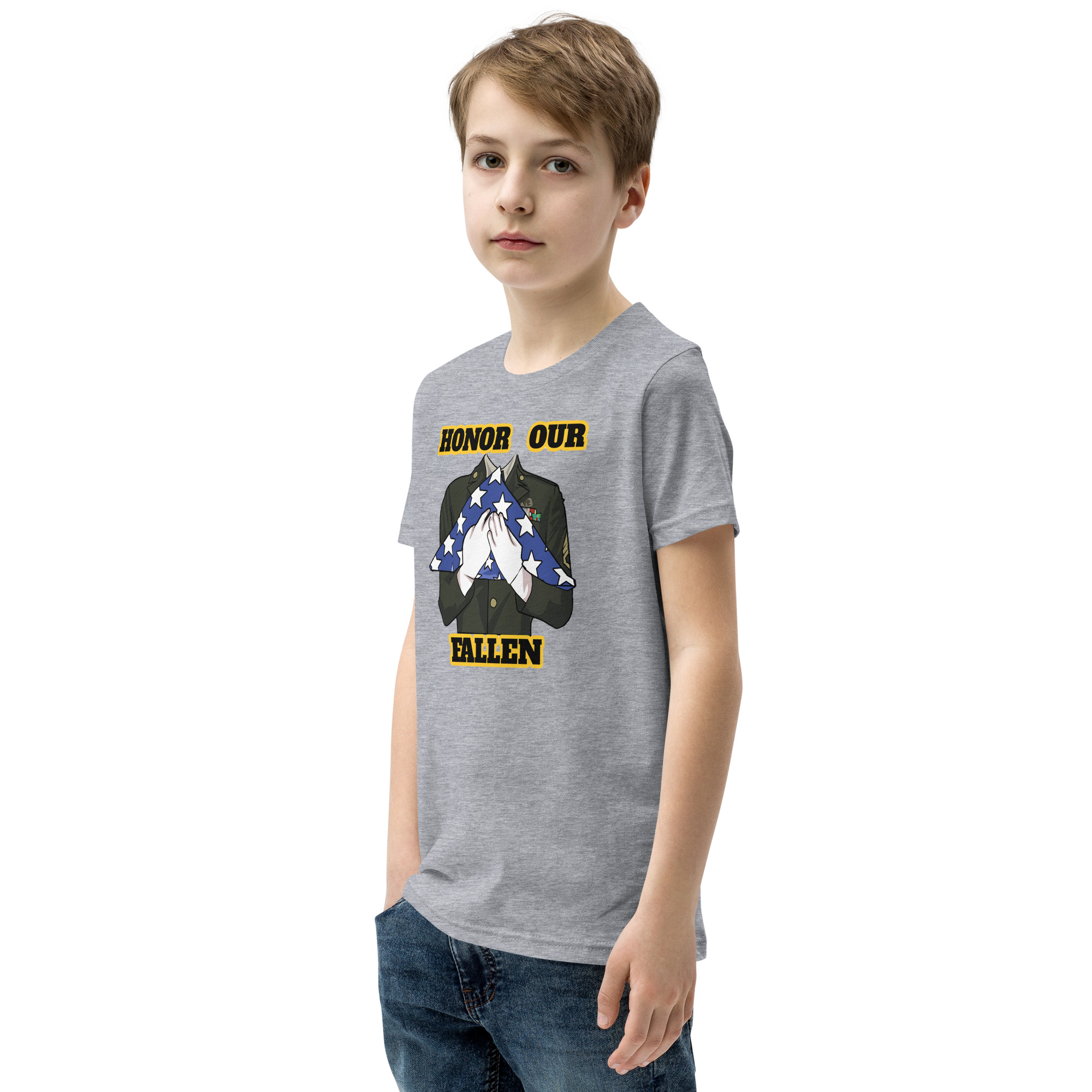 HONOR OUR FALLEN TOO SIKS Youth Short Sleeve T-Shirt - Image 35