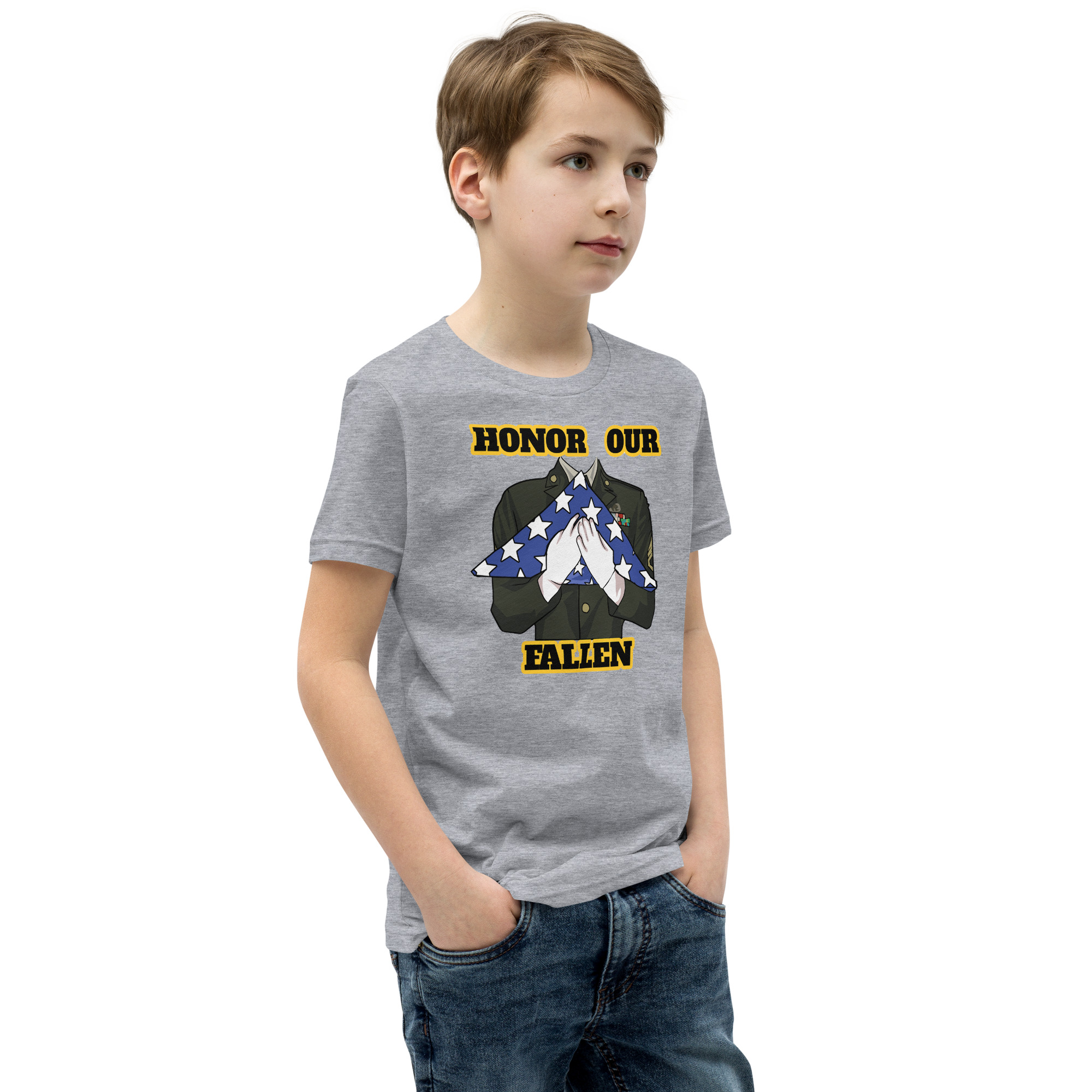 HONOR OUR FALLEN TOO SIKS Youth Short Sleeve T-Shirt - Image 34