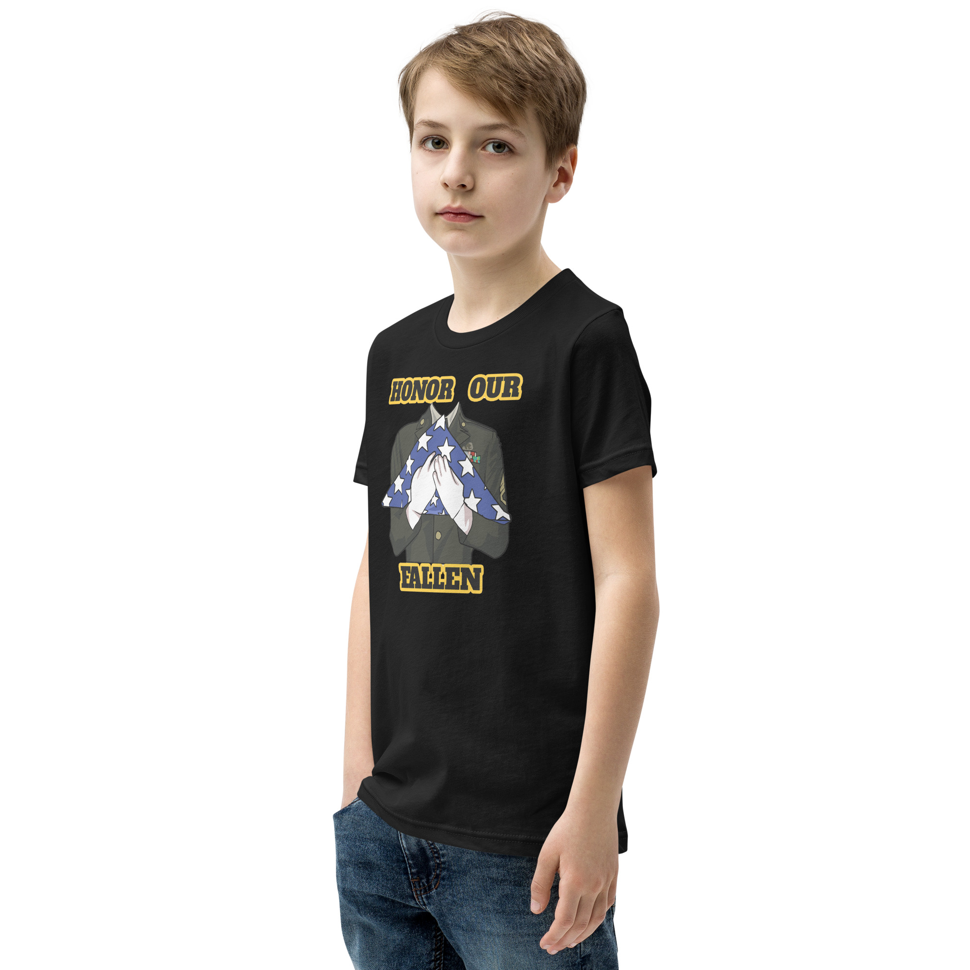 HONOR OUR FALLEN TOO SIKS Youth Short Sleeve T-Shirt - Image 3