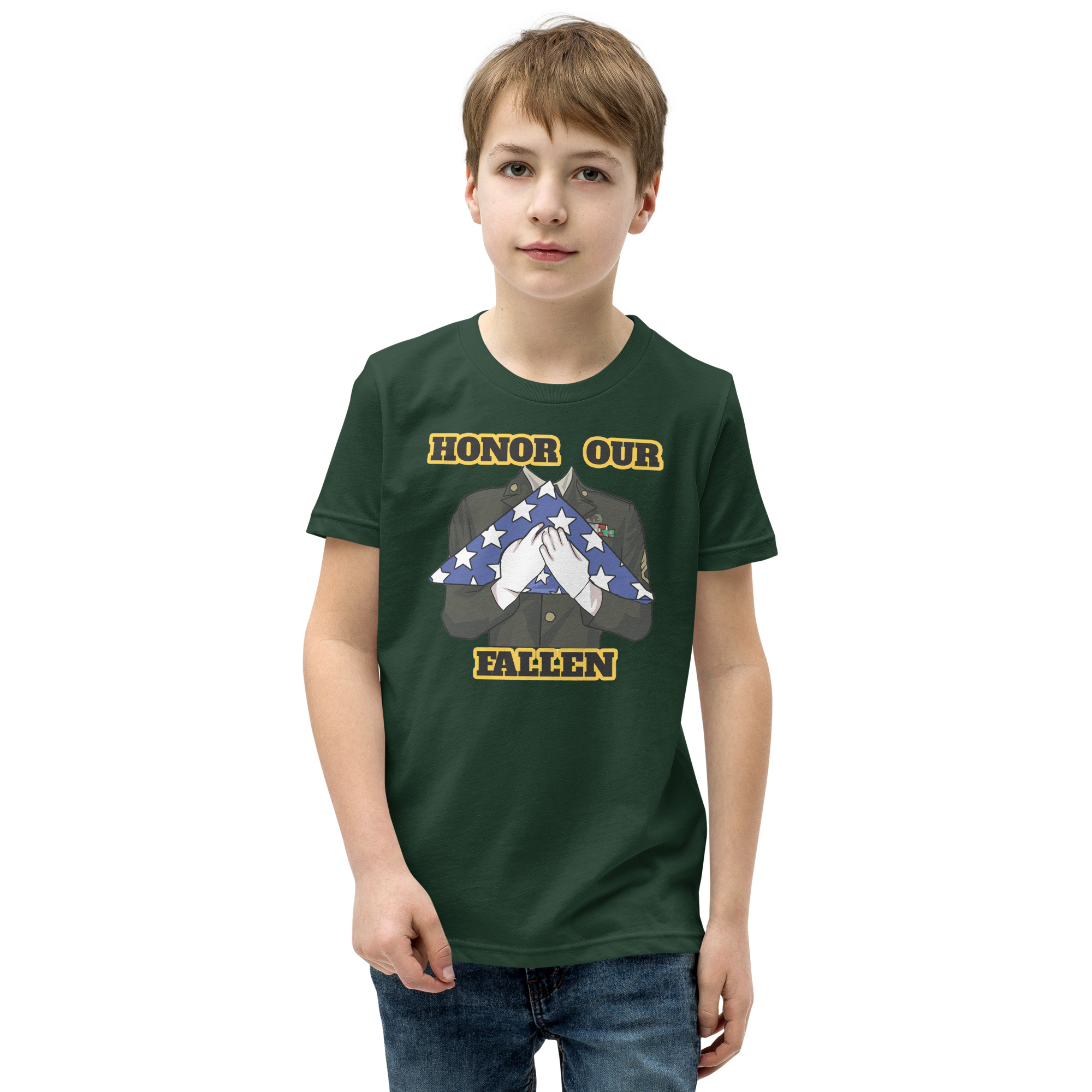 HONOR OUR FALLEN TOO SIKS Youth Short Sleeve T-Shirt - Image 13