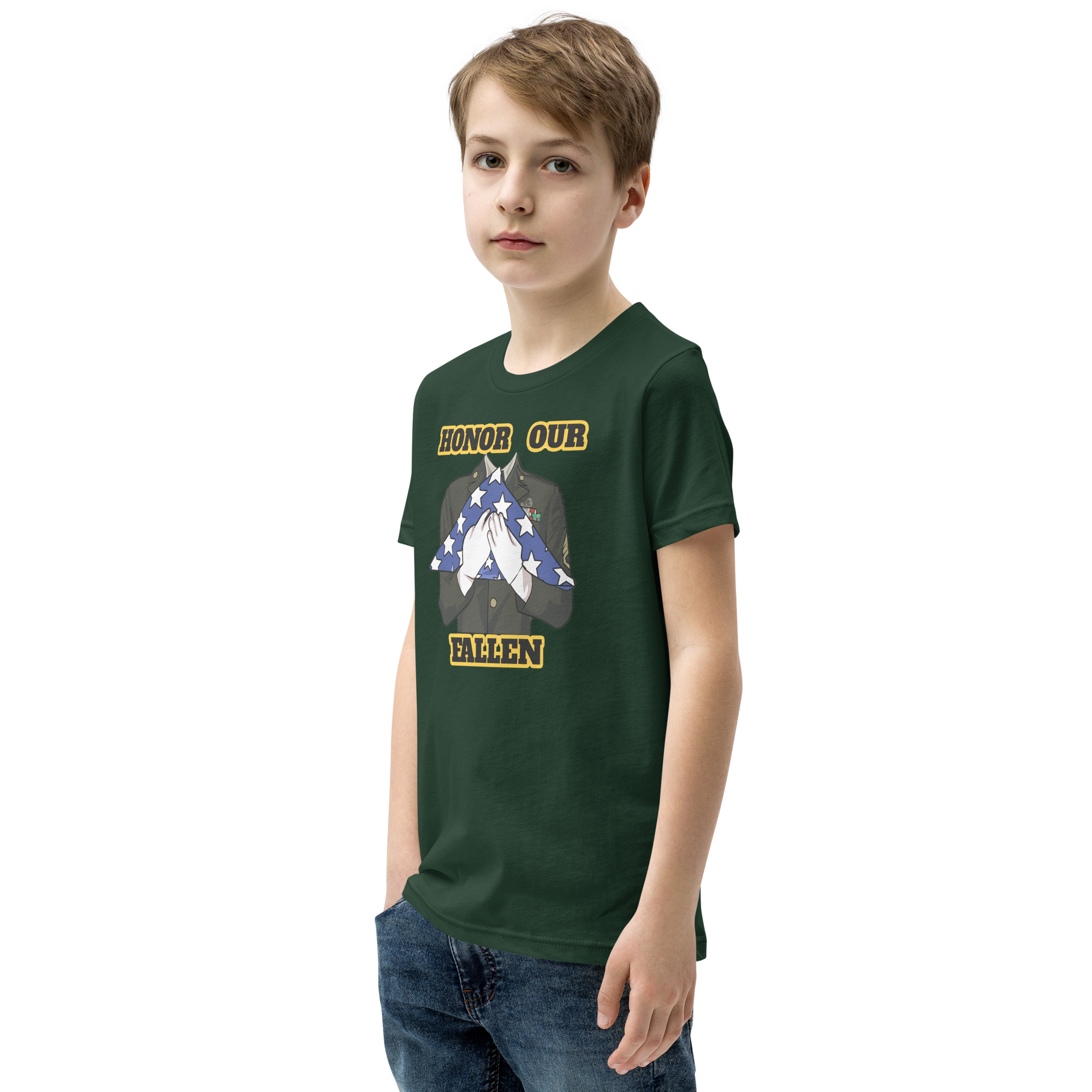 HONOR OUR FALLEN TOO SIKS Youth Short Sleeve T-Shirt - Image 15