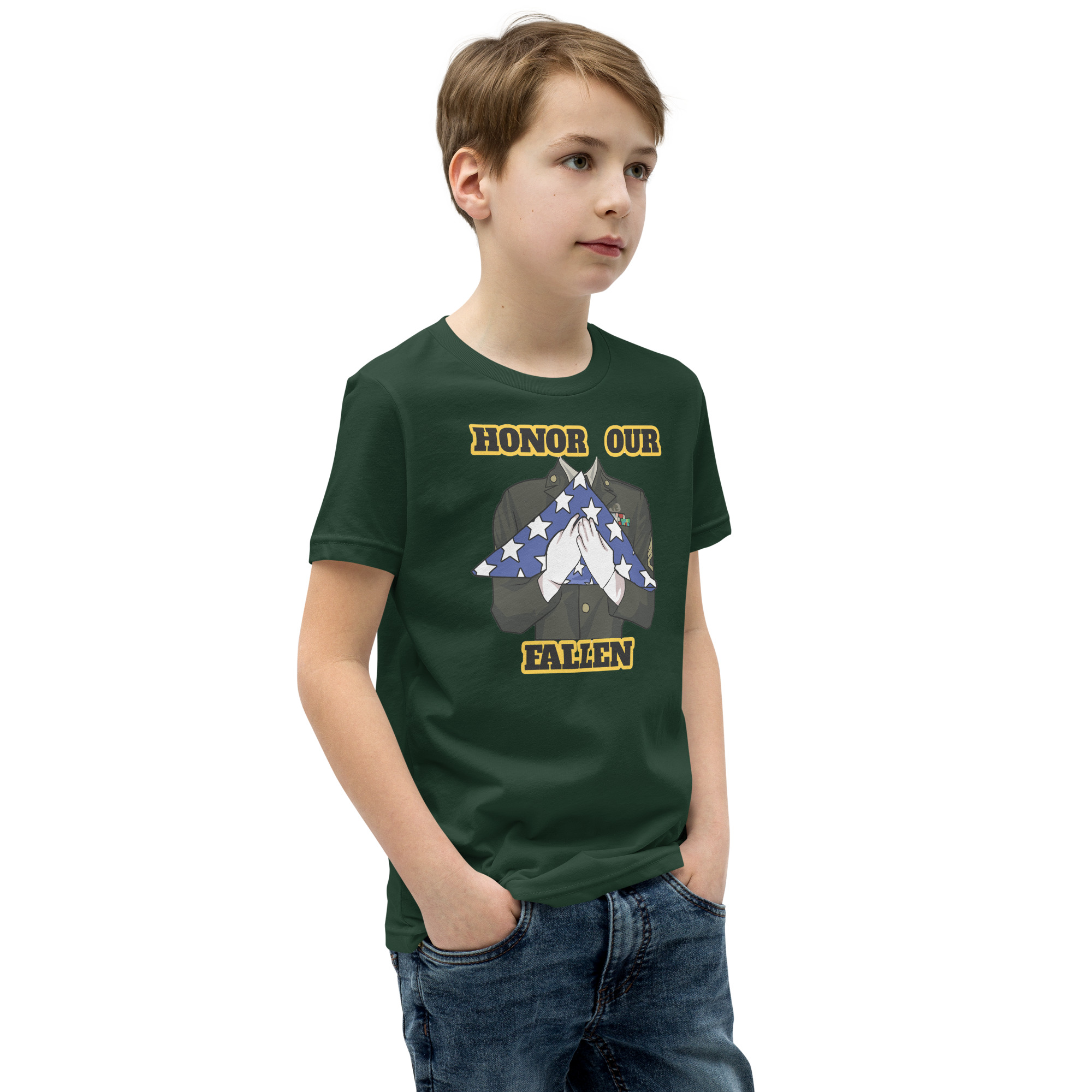 HONOR OUR FALLEN TOO SIKS Youth Short Sleeve T-Shirt - Image 14