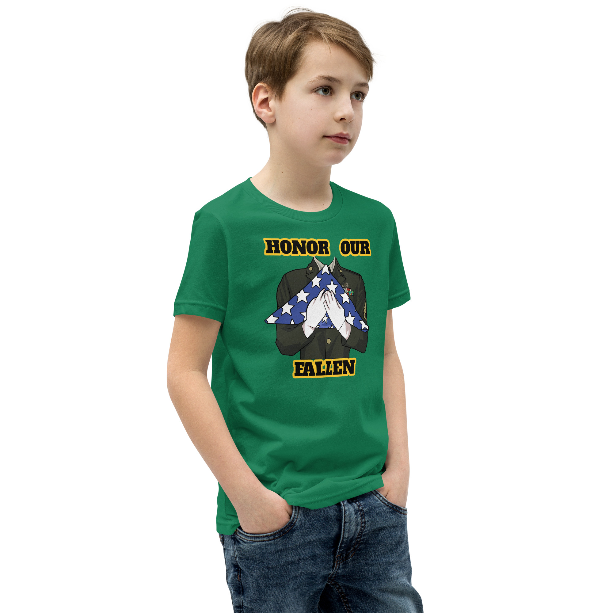 HONOR OUR FALLEN TOO SIKS Youth Short Sleeve T-Shirt - Image 30