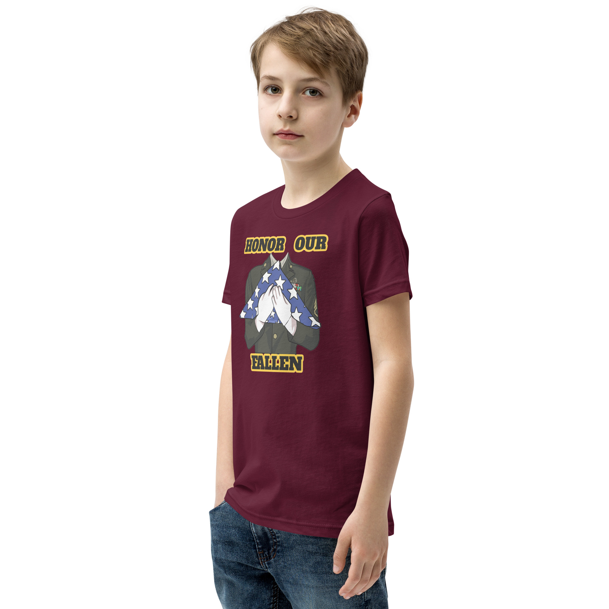 HONOR OUR FALLEN TOO SIKS Youth Short Sleeve T-Shirt - Image 11