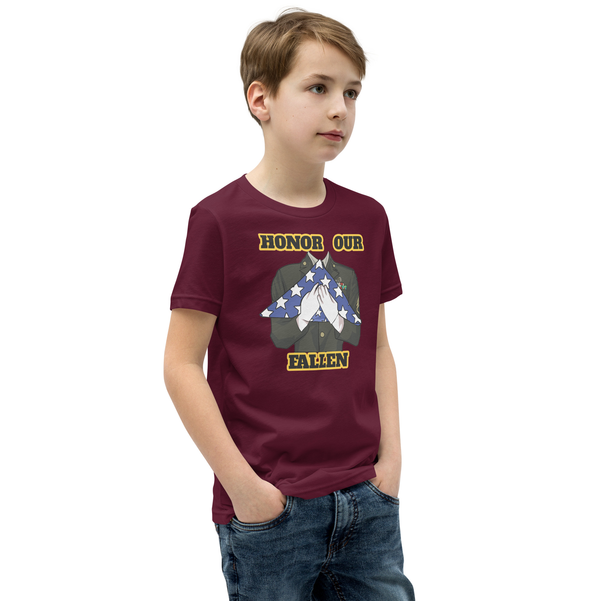 HONOR OUR FALLEN TOO SIKS Youth Short Sleeve T-Shirt - Image 10