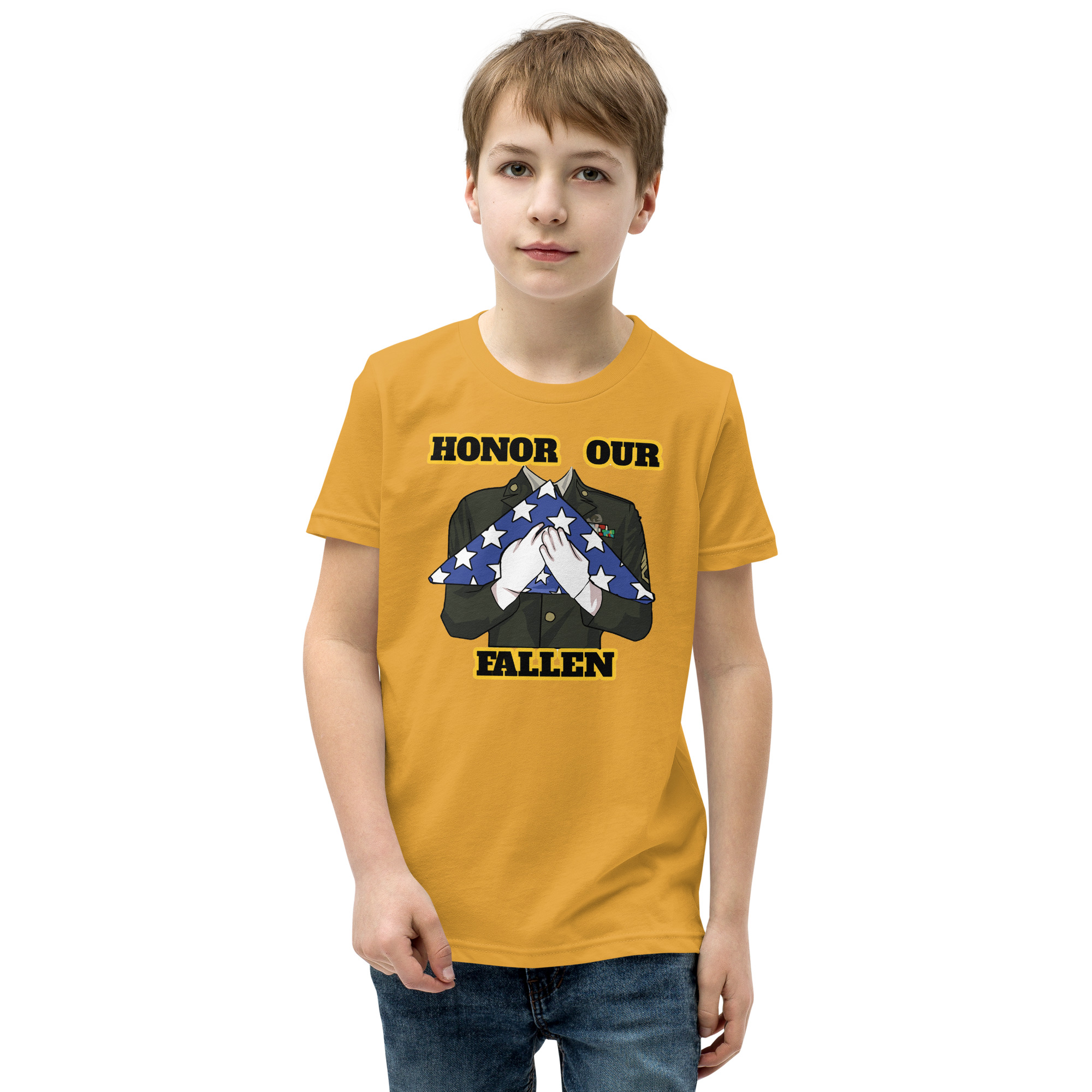 HONOR OUR FALLEN TOO SIKS Youth Short Sleeve T-Shirt - Image 37