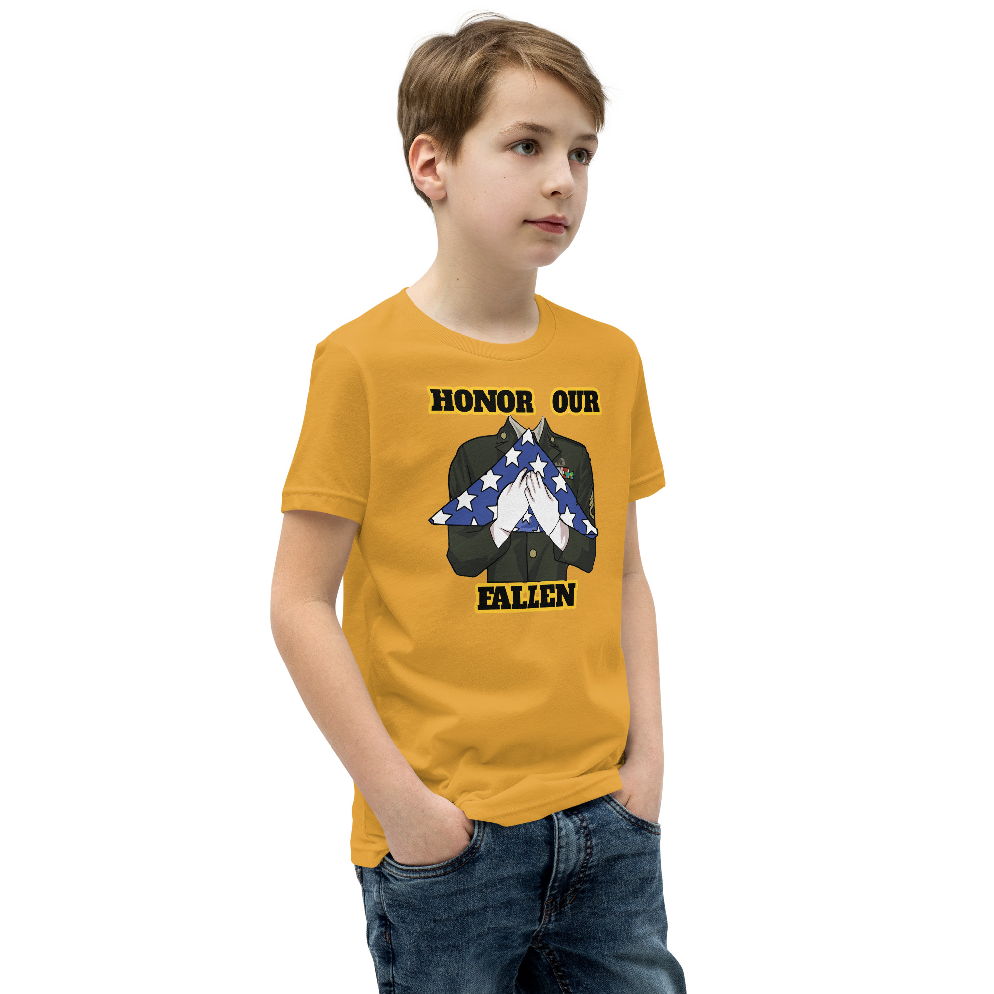 HONOR OUR FALLEN TOO SIKS Youth Short Sleeve T-Shirt - Image 38