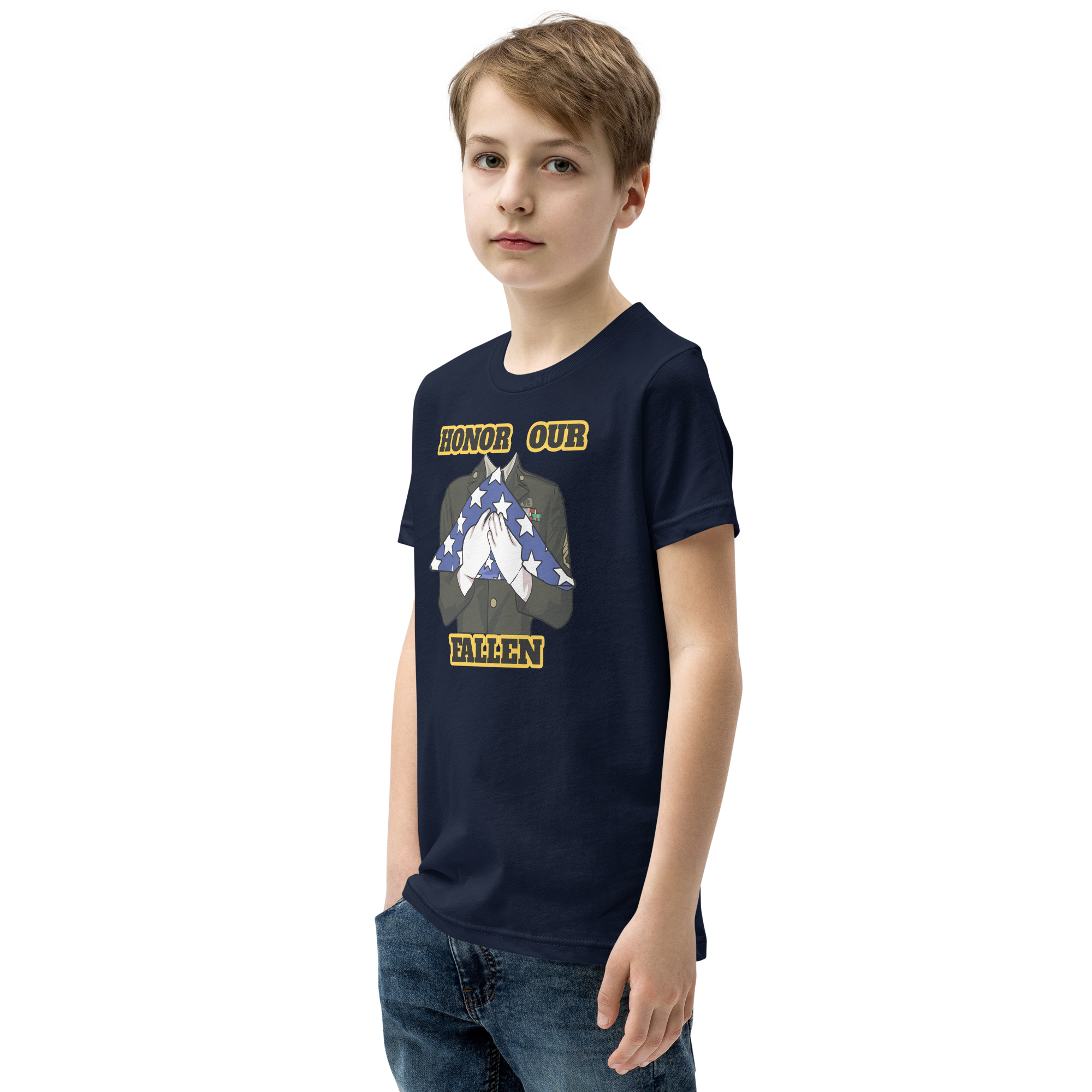 HONOR OUR FALLEN TOO SIKS Youth Short Sleeve T-Shirt - Image 7