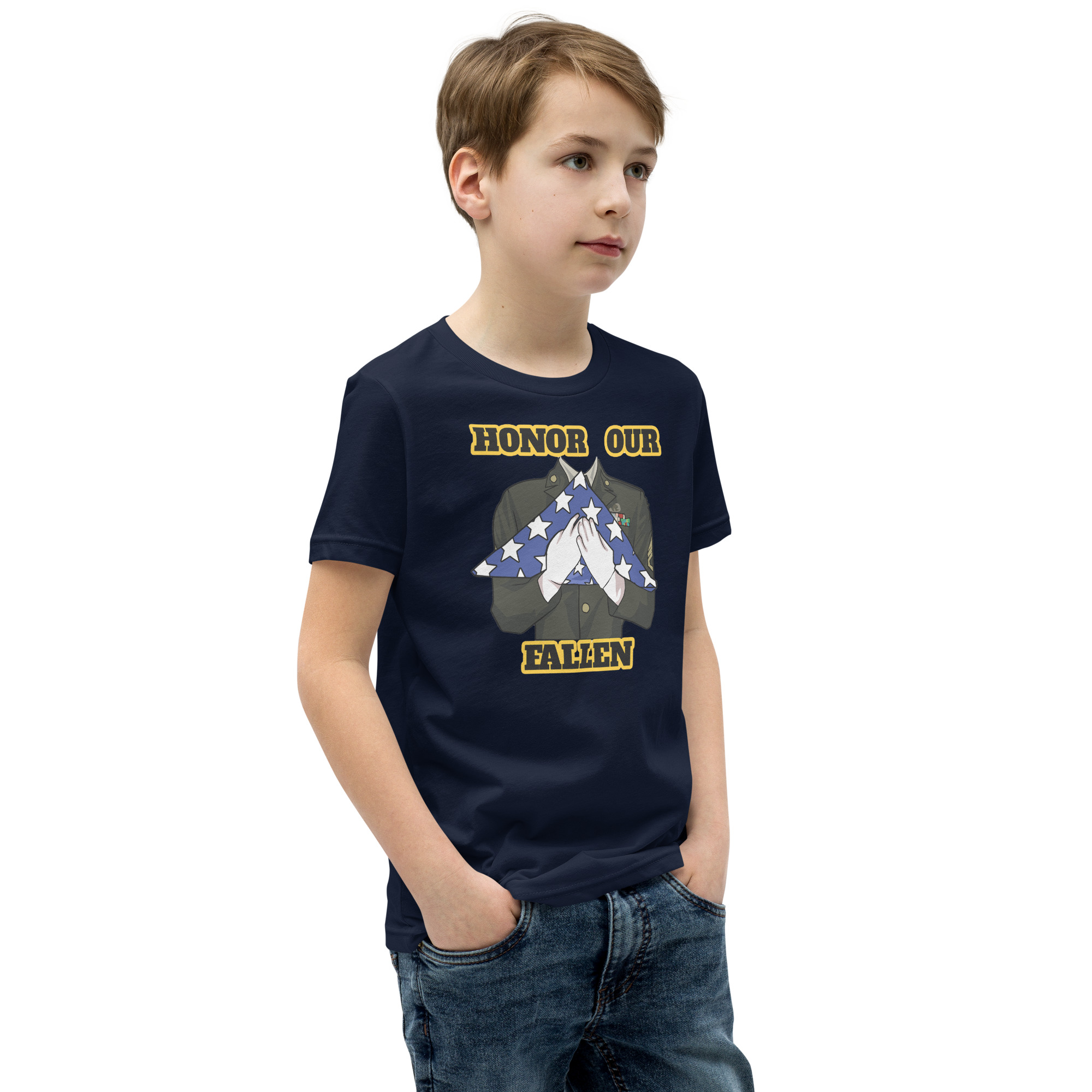 HONOR OUR FALLEN TOO SIKS Youth Short Sleeve T-Shirt - Image 6