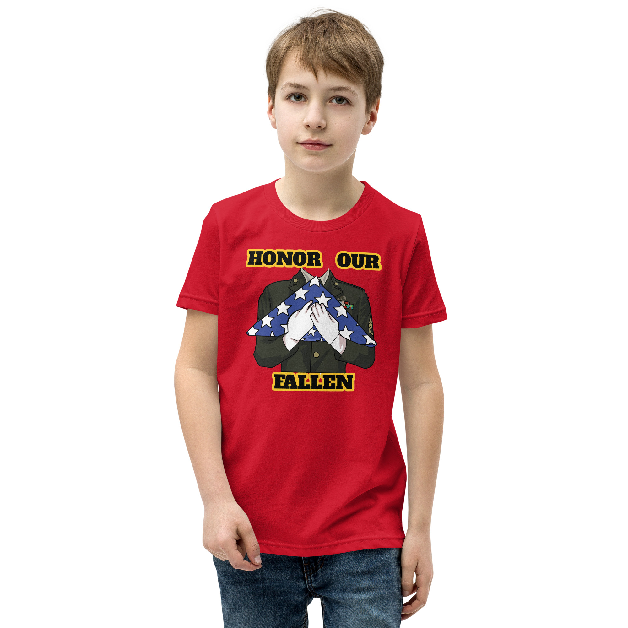 HONOR OUR FALLEN TOO SIKS Youth Short Sleeve T-Shirt - Image 17