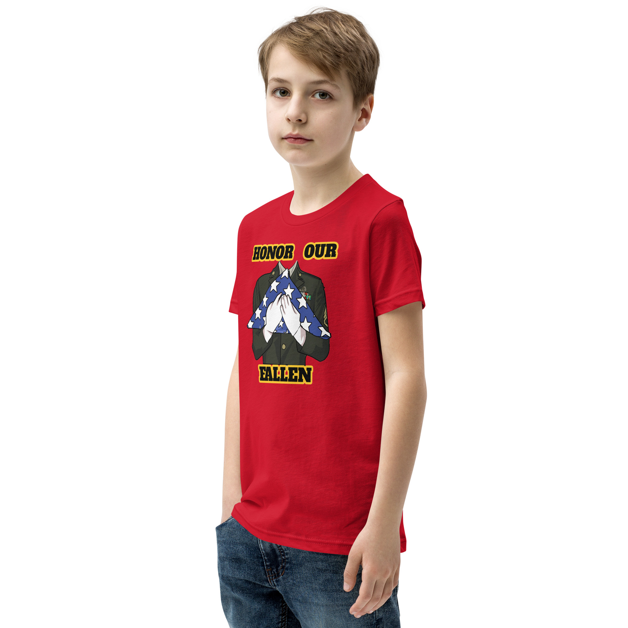 HONOR OUR FALLEN TOO SIKS Youth Short Sleeve T-Shirt - Image 19