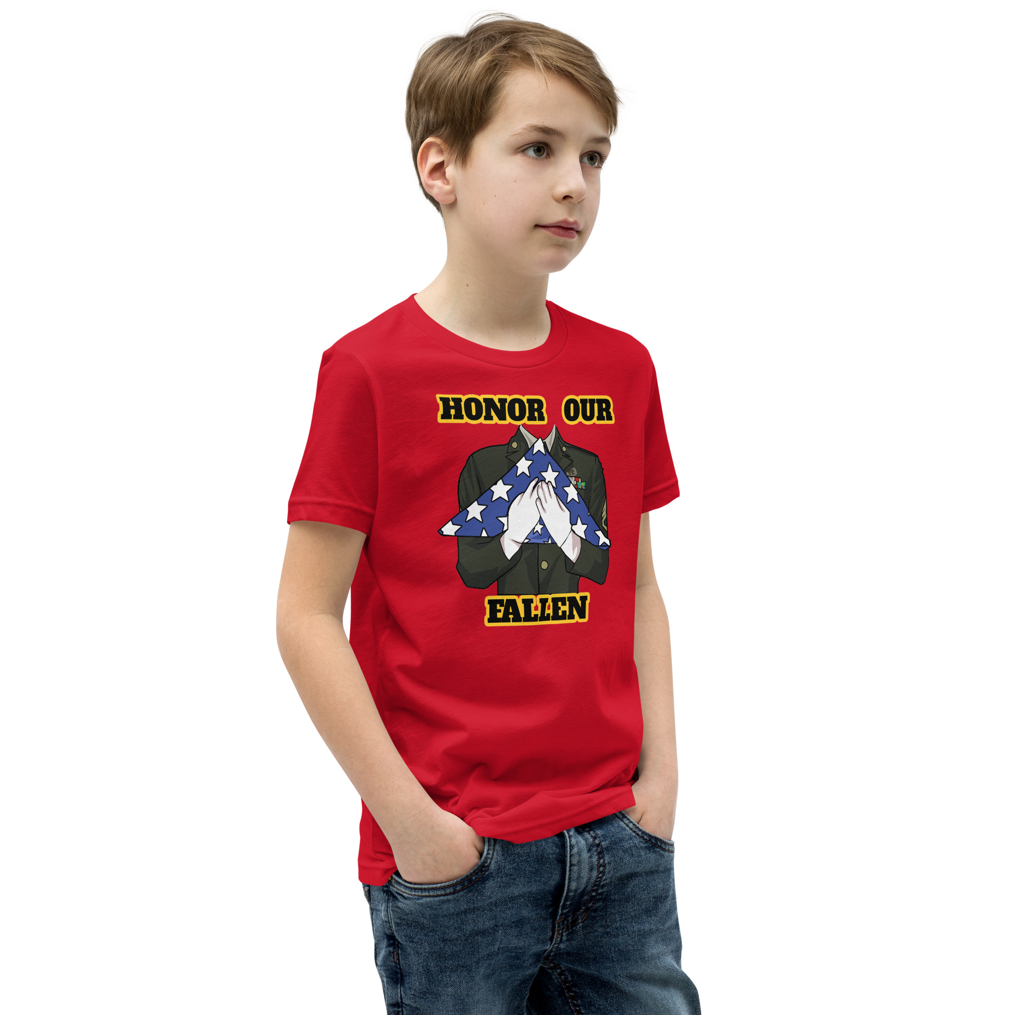 HONOR OUR FALLEN TOO SIKS Youth Short Sleeve T-Shirt - Image 18