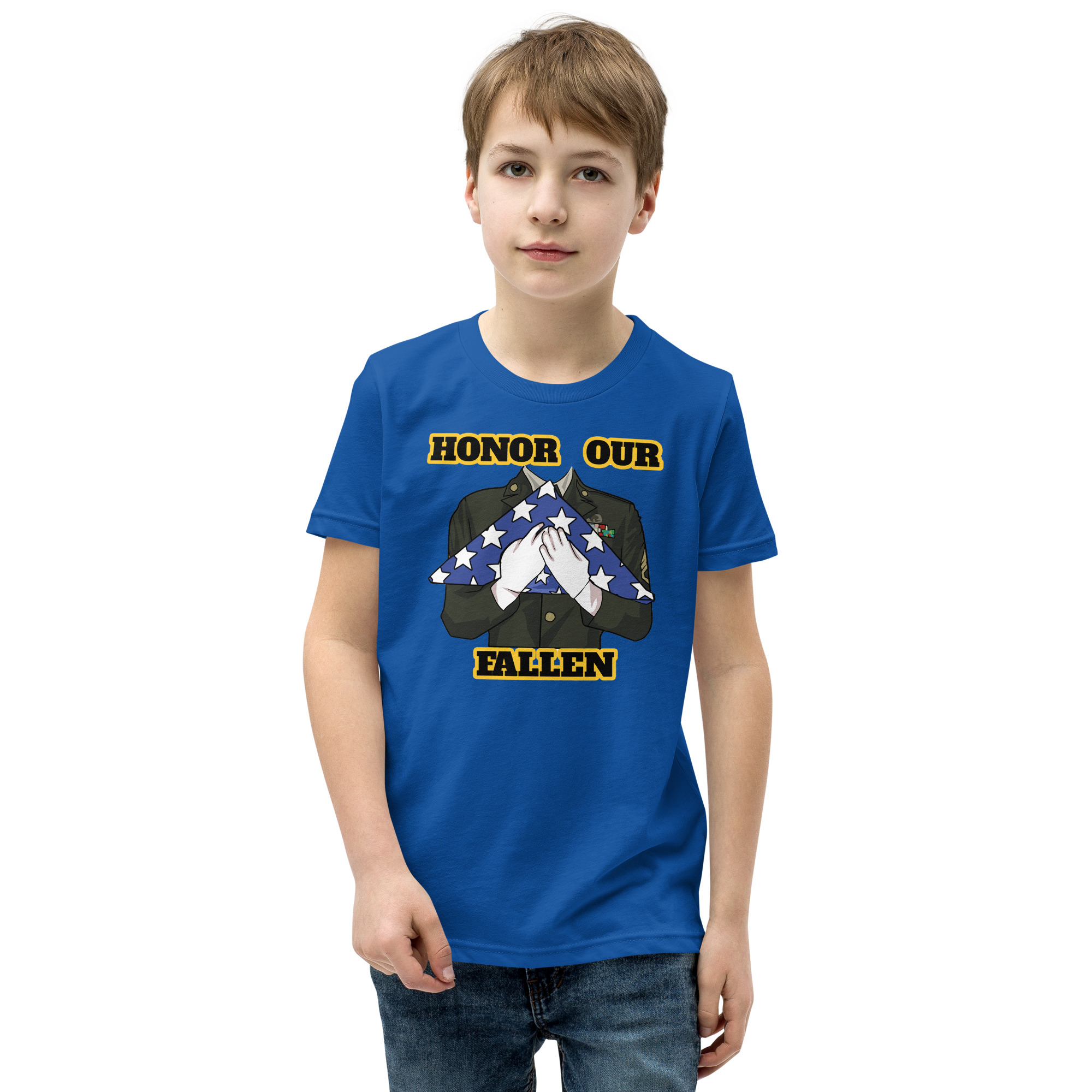 HONOR OUR FALLEN TOO SIKS Youth Short Sleeve T-Shirt - Image 25