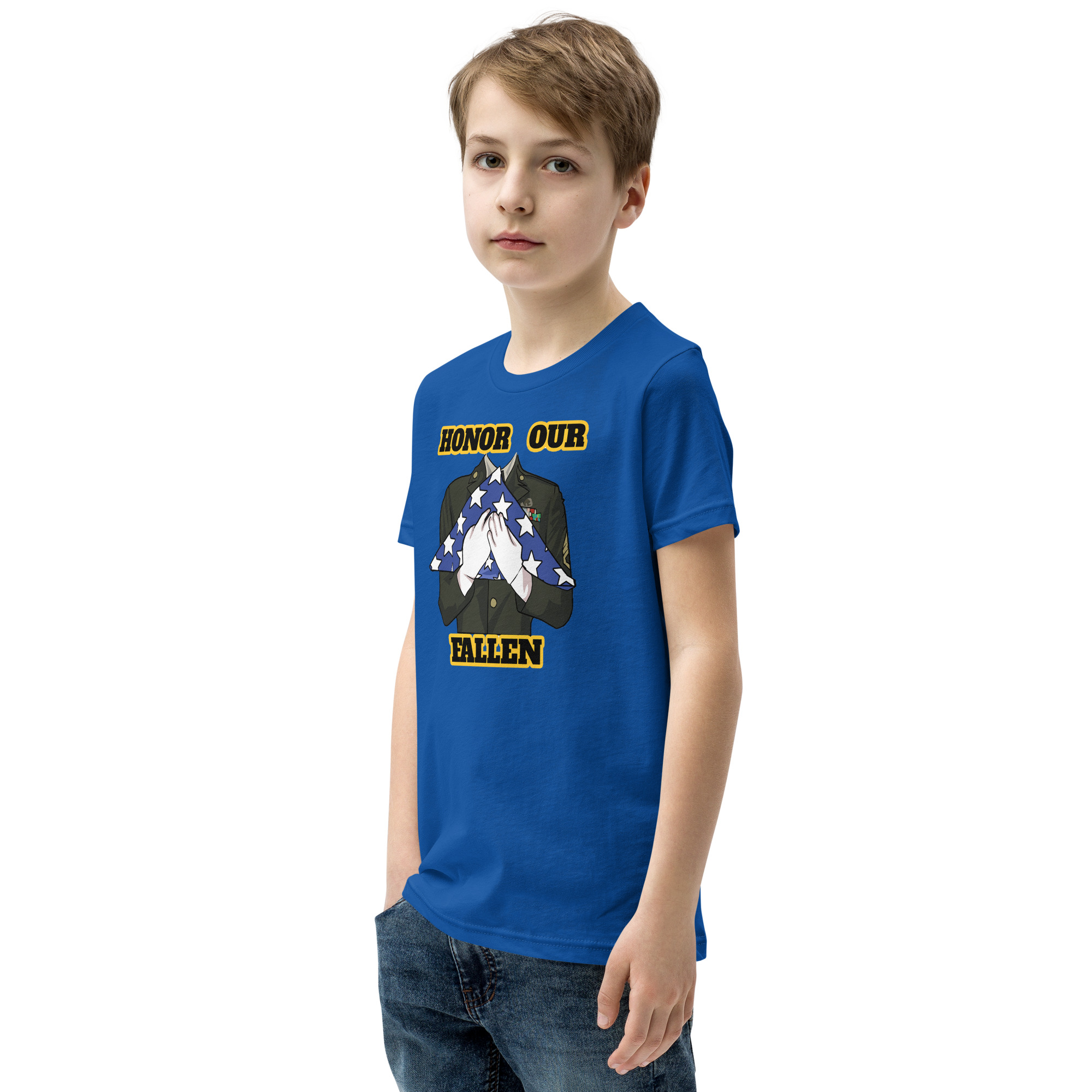HONOR OUR FALLEN TOO SIKS Youth Short Sleeve T-Shirt - Image 27
