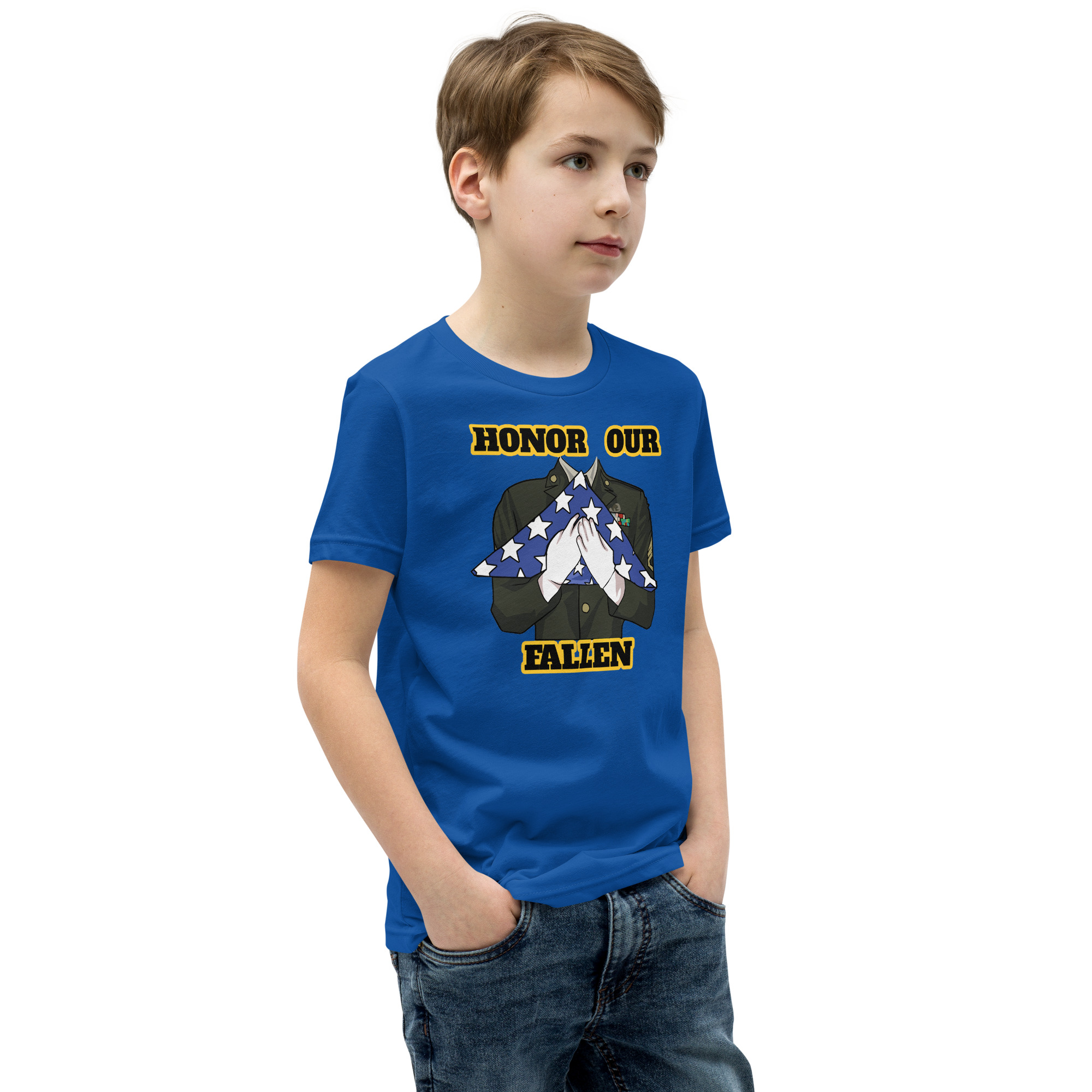 HONOR OUR FALLEN TOO SIKS Youth Short Sleeve T-Shirt - Image 26