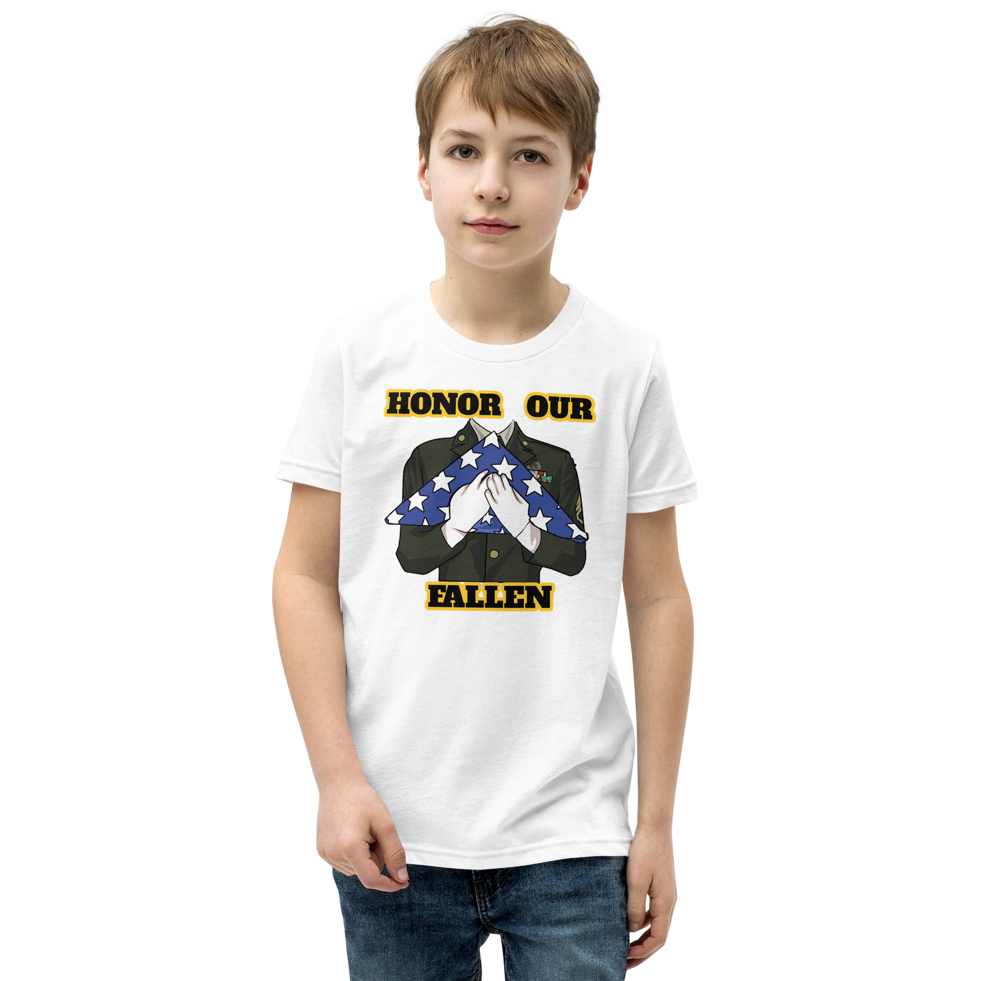 HONOR OUR FALLEN TOO SIKS Youth Short Sleeve T-Shirt - Image 41