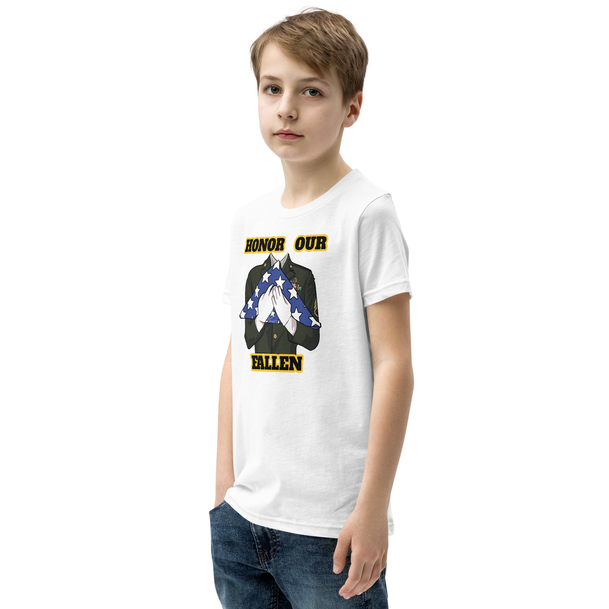 HONOR OUR FALLEN TOO SIKS Youth Short Sleeve T-Shirt - Image 43