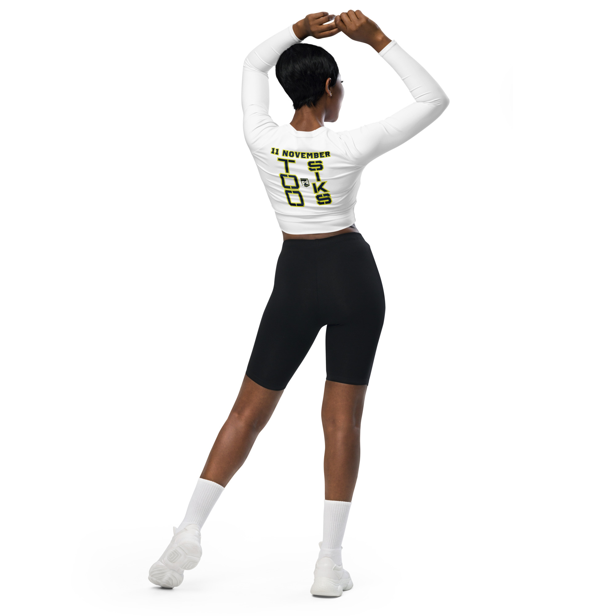 I SUPPORT VETERANS TOO SIKS Recycled Long-Sleeve Crop Top - Image 3