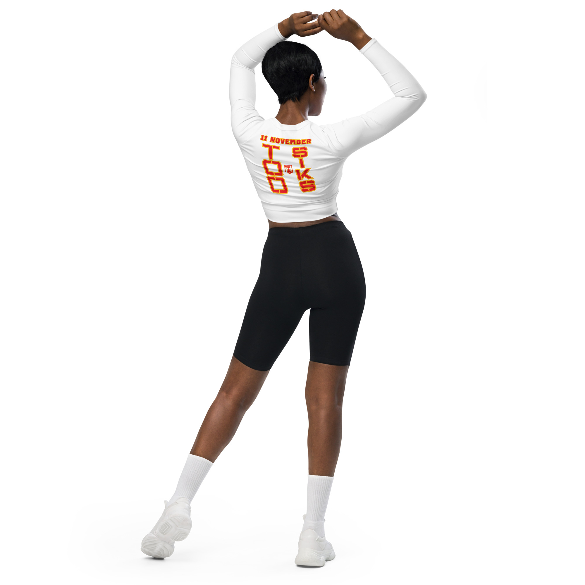 I SUPPORT VETERANS TOO SIKS Recycled Long-Sleeve Crop Top - Image 3