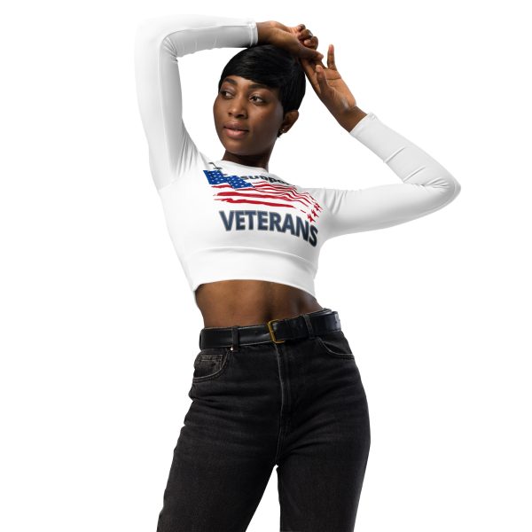 I SUPPORT VETERANS TOO SIKS Recycled Long-Sleeve Crop Top