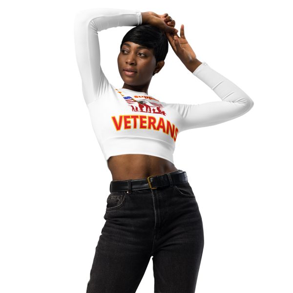 I SUPPORT VETERANS TOO SIKS Recycled Long-Sleeve Crop Top