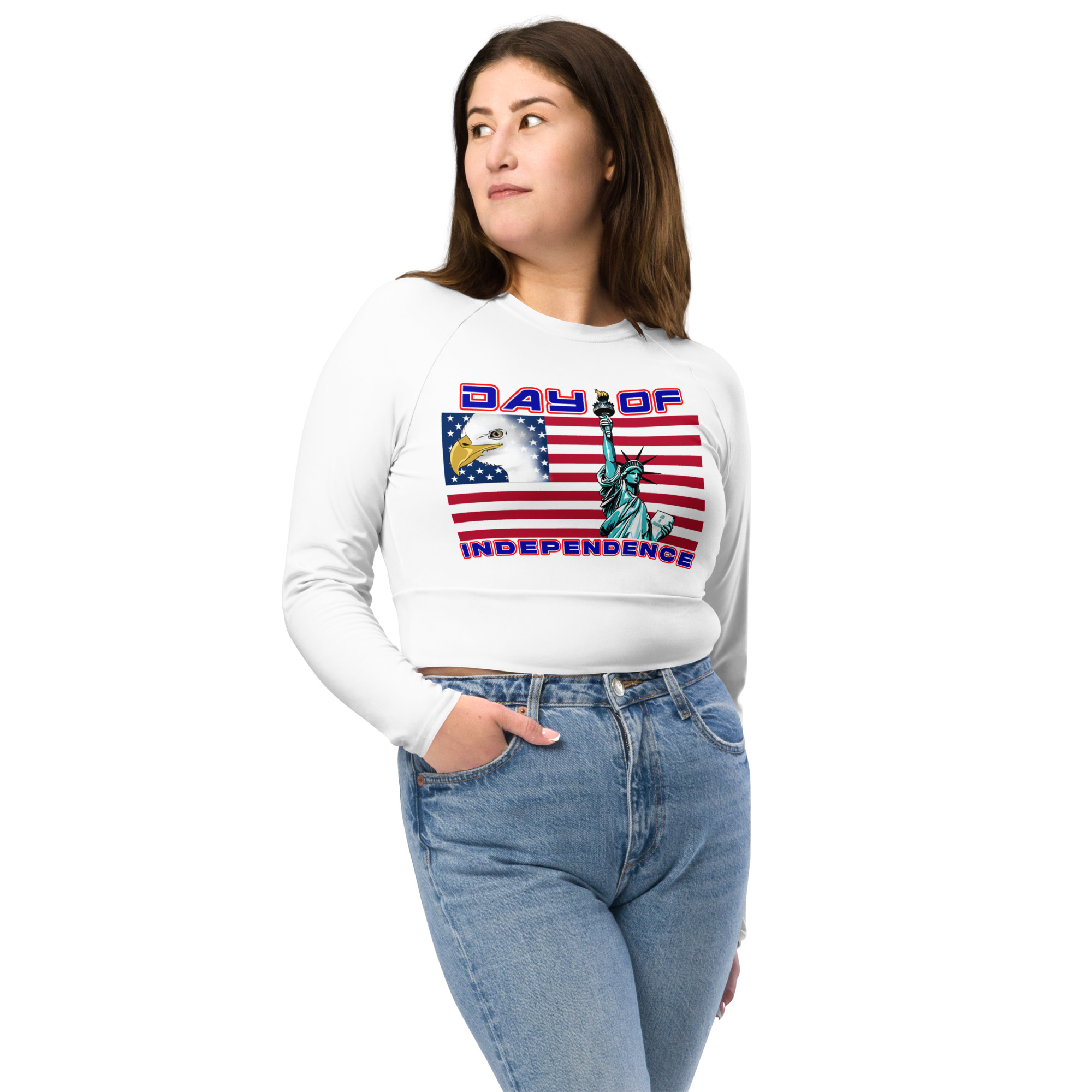 4 JUL TOO SIKS Recycled Long-Sleeve Crop Top