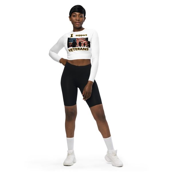 I SUPPORT VETERANS TOO SIKS Recycled Long-Sleeve Crop Top