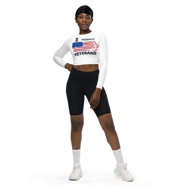 I SUPPORT VETERANS TOO SIKS Recycled Long-Sleeve Crop Top