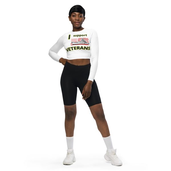 I SUPPORT VETERANS TOO SIKS Recycled Long-Sleeve Crop Top