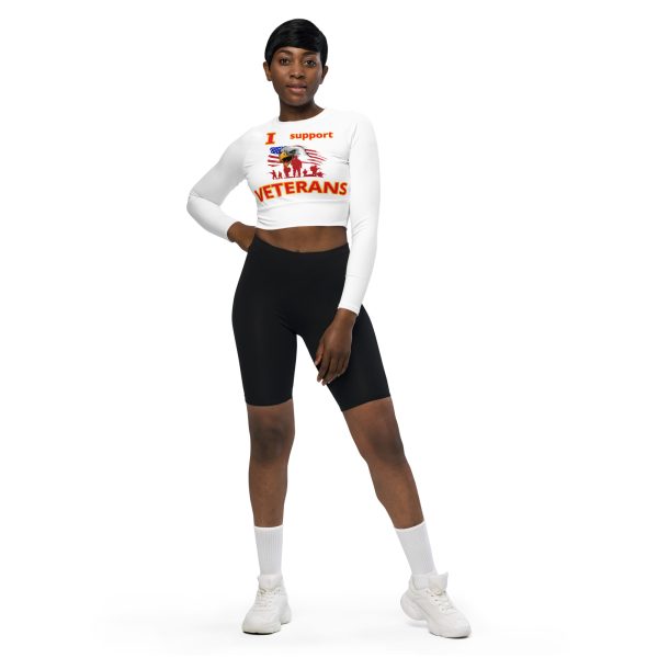 I SUPPORT VETERANS TOO SIKS Recycled Long-Sleeve Crop Top