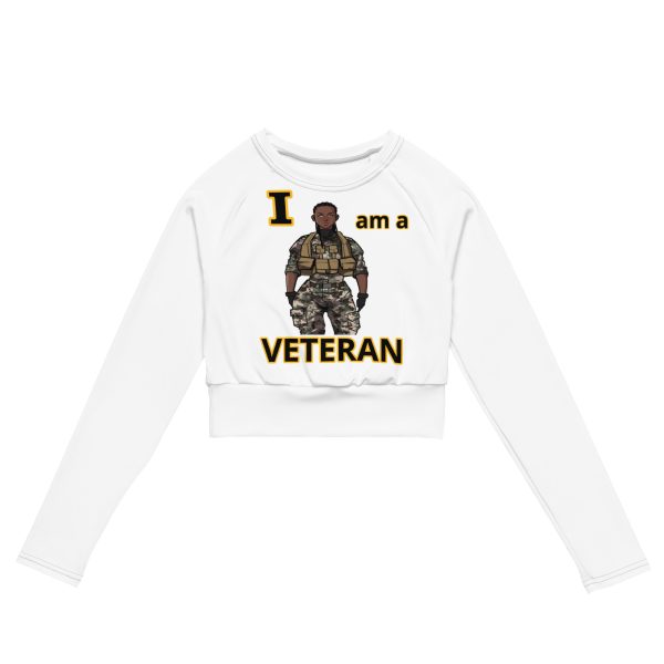 I AM A VETERAN TOO SIKS Recycled Long-Sleeve Crop Top