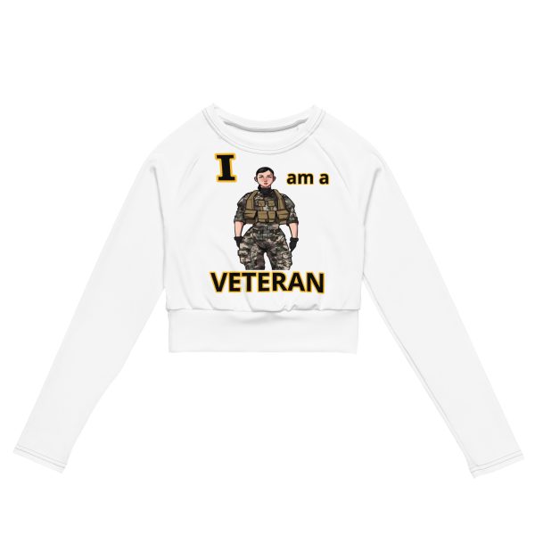 I AM A VETERAN TOO SIKS Recycled Long-Sleeve Crop Top