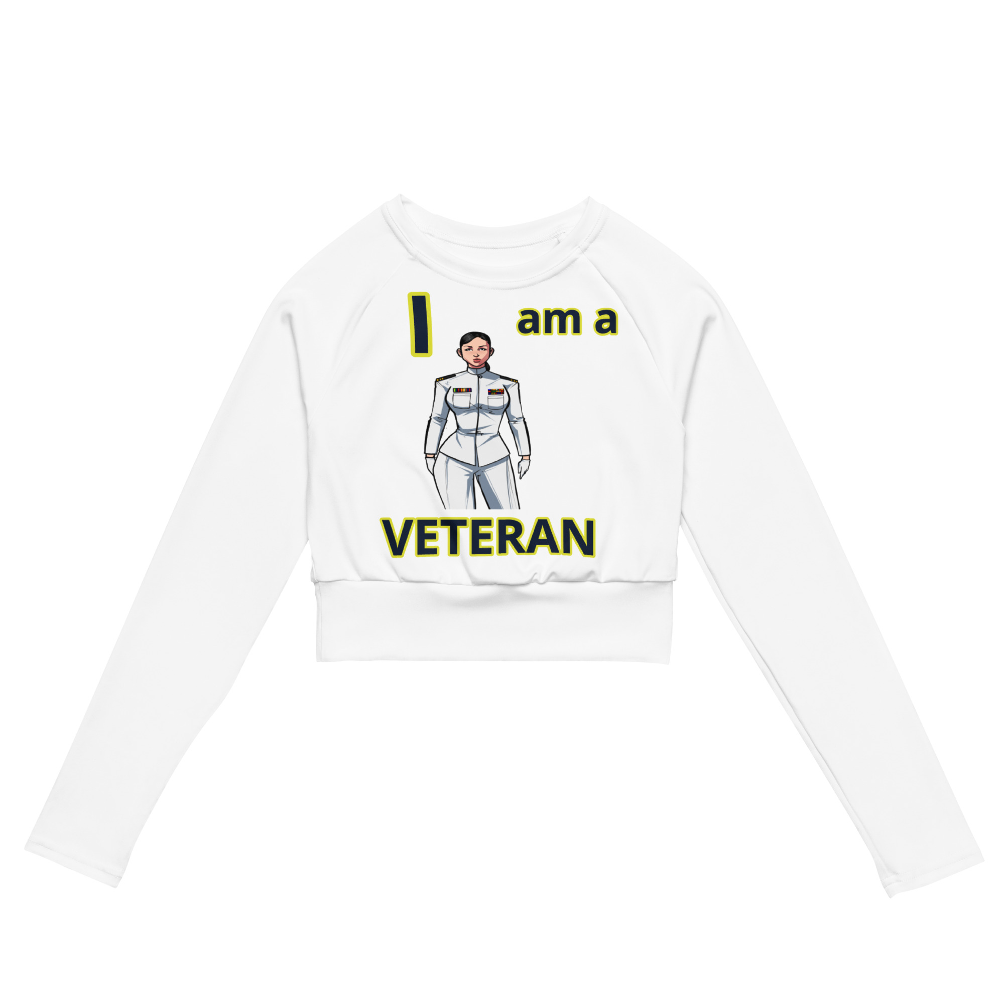 I AM A VETERAN TOO SIKS Recycled Long-Sleeve Crop Top