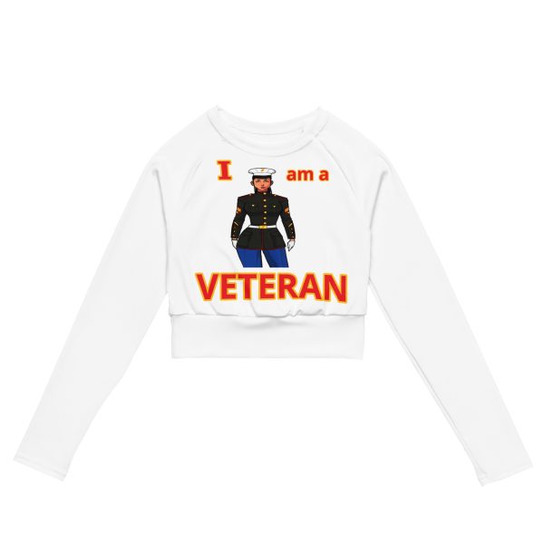 I AM A VETERAN TOO SIKS Recycled Long-Sleeve Crop Top