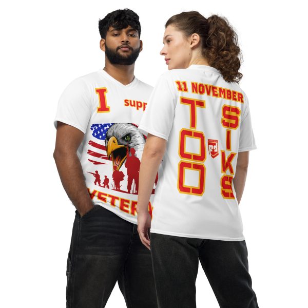 I SUPPORT VETERANS TOO FIFE Recycled Unisex Sports Jersey