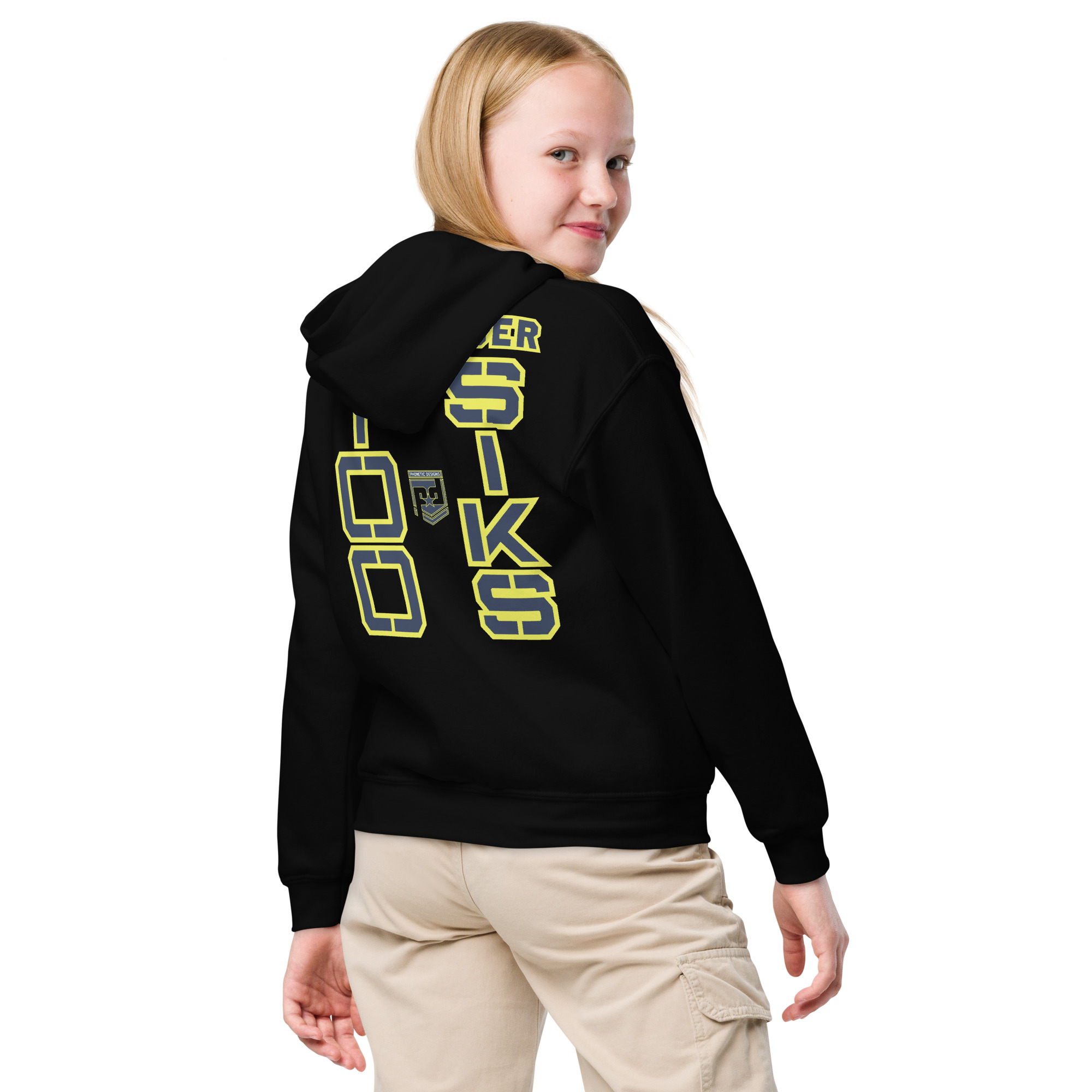 I SUPPORT VETERANS TOO SIKS Kids Fleece Hoodie - Image 4
