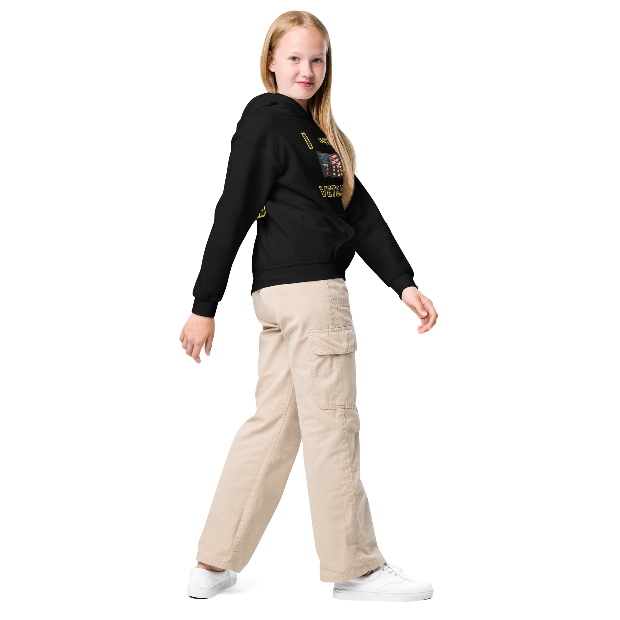 I support VETERANS TOO SIKS Kids Fleece Hoodie - Image 3