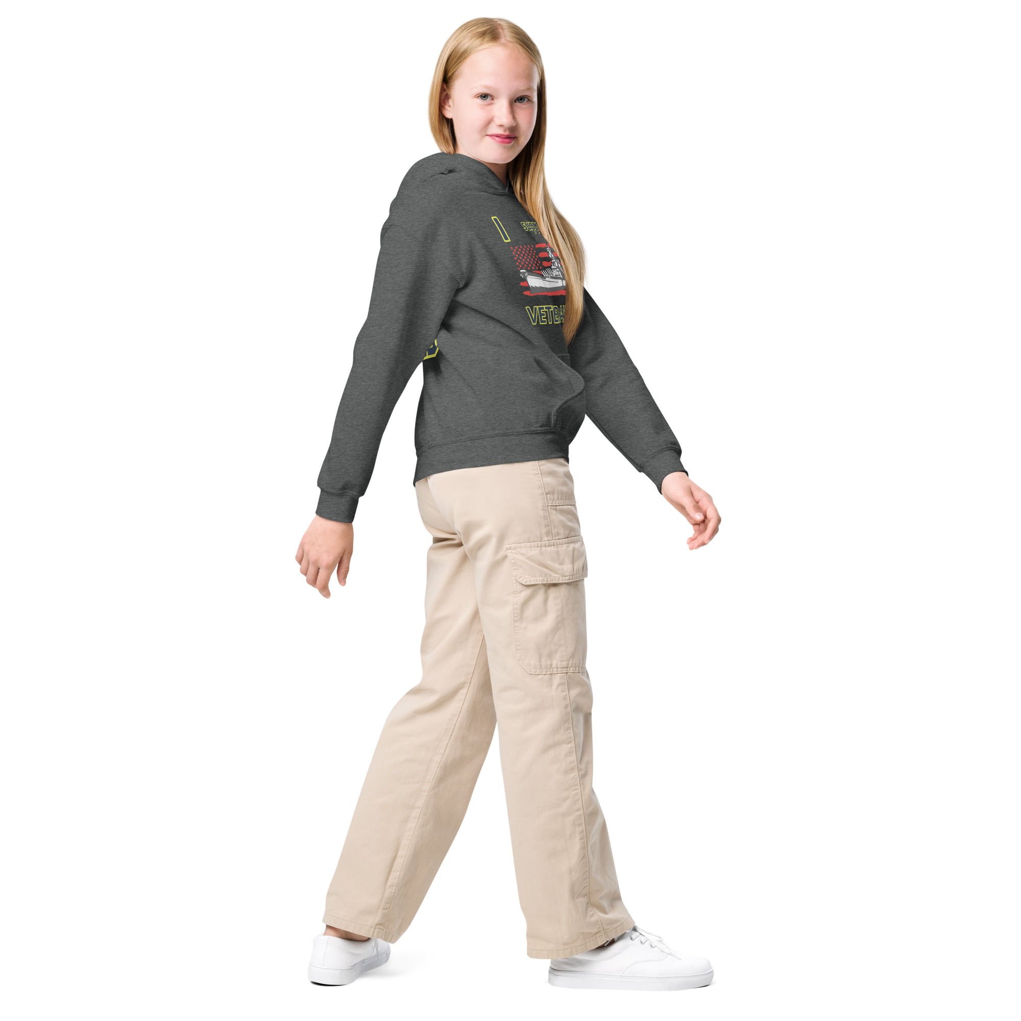 I SUPPORT VETERANS TOO SIKS Kids Fleece Hoodie - Image 11
