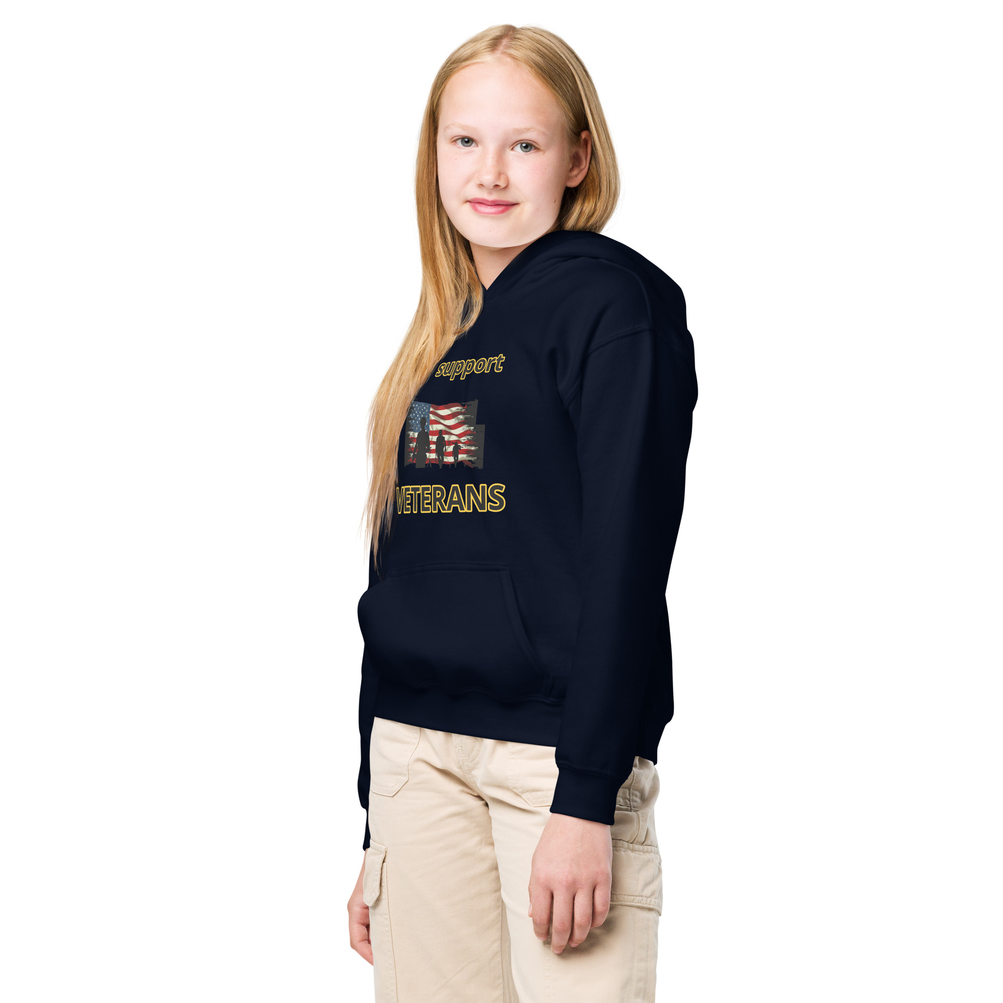 I support VETERANS TOO SIKS Kids Fleece Hoodie - Image 6