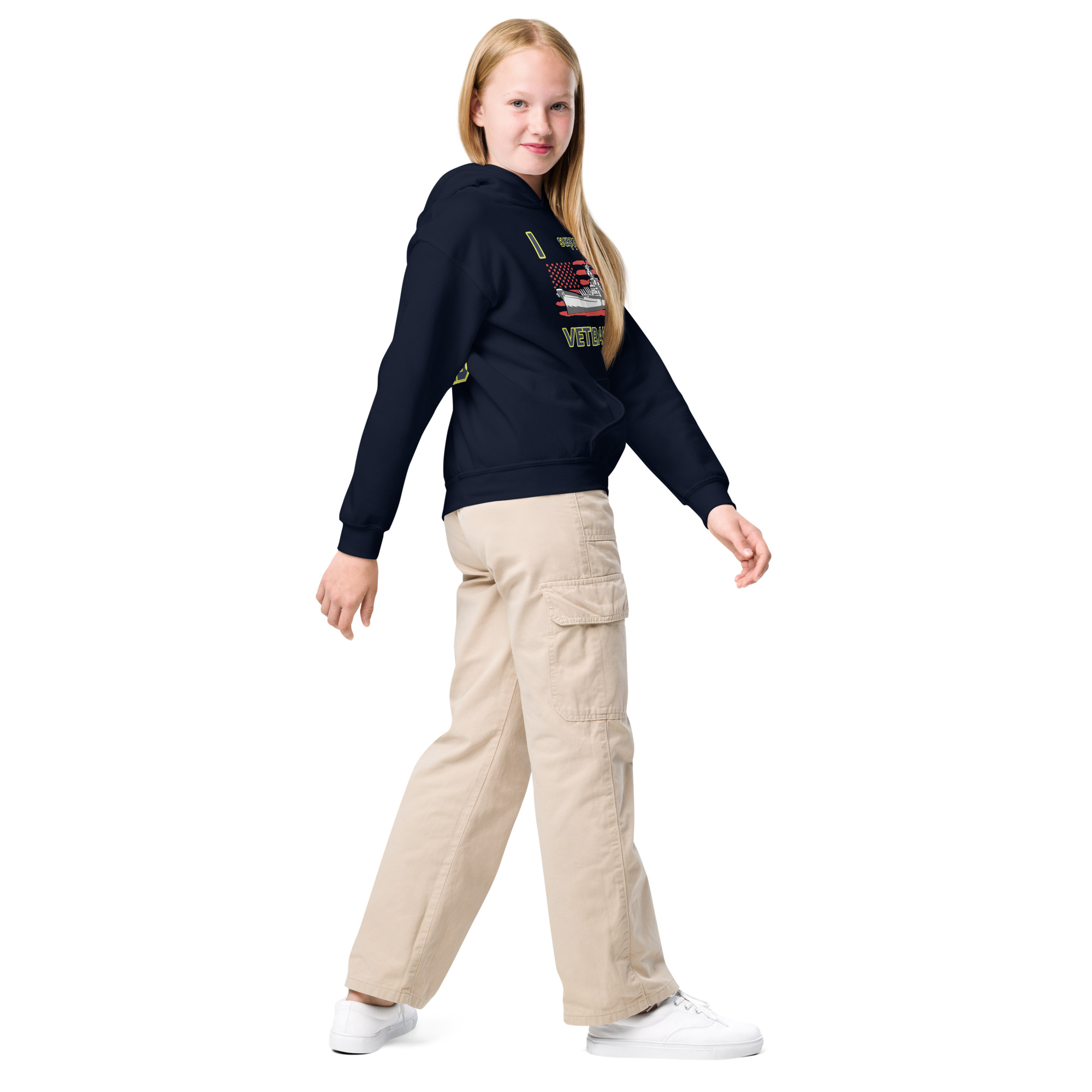 I SUPPORT VETERANS TOO SIKS Kids Fleece Hoodie - Image 7
