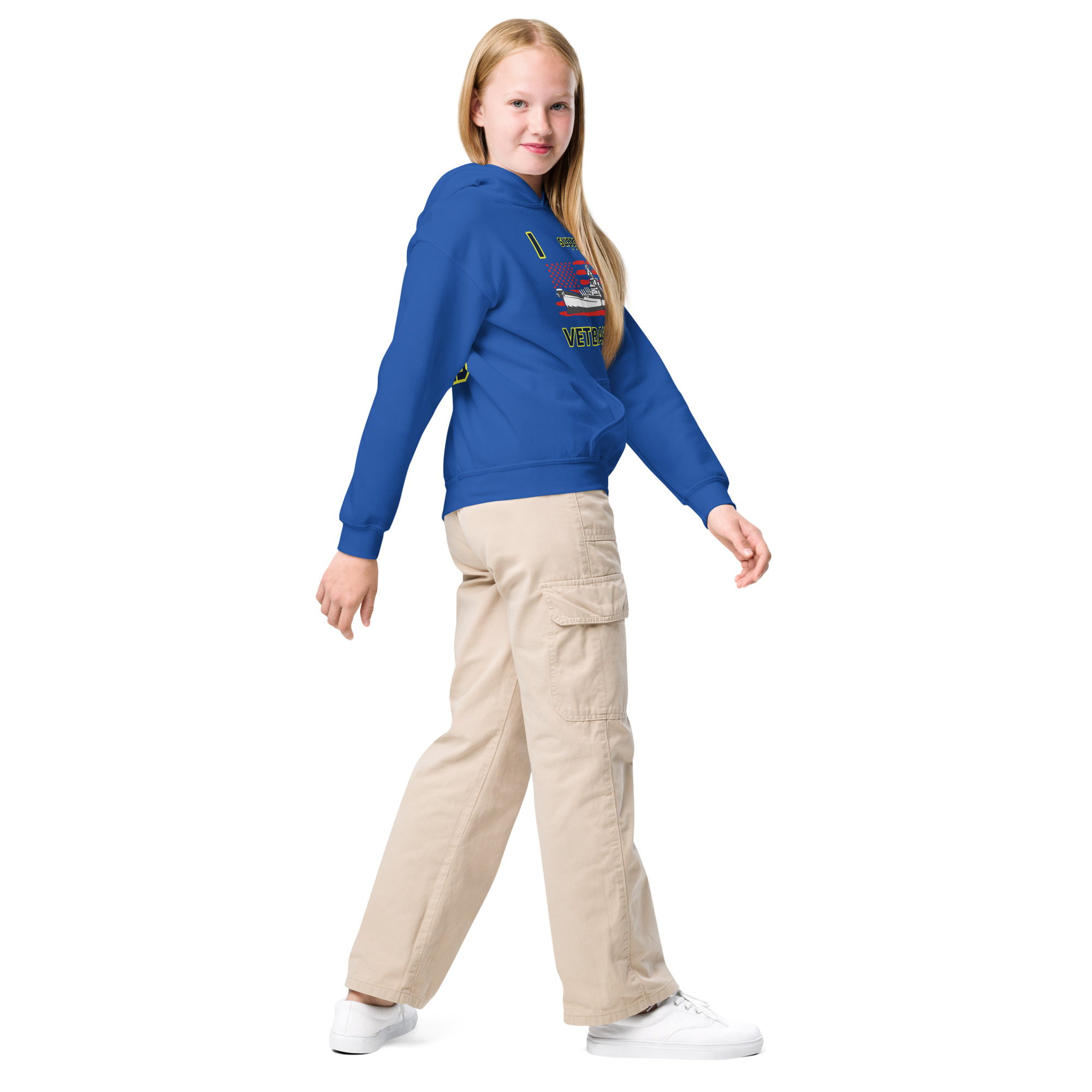 I SUPPORT VETERANS TOO SIKS Kids Fleece Hoodie - Image 15